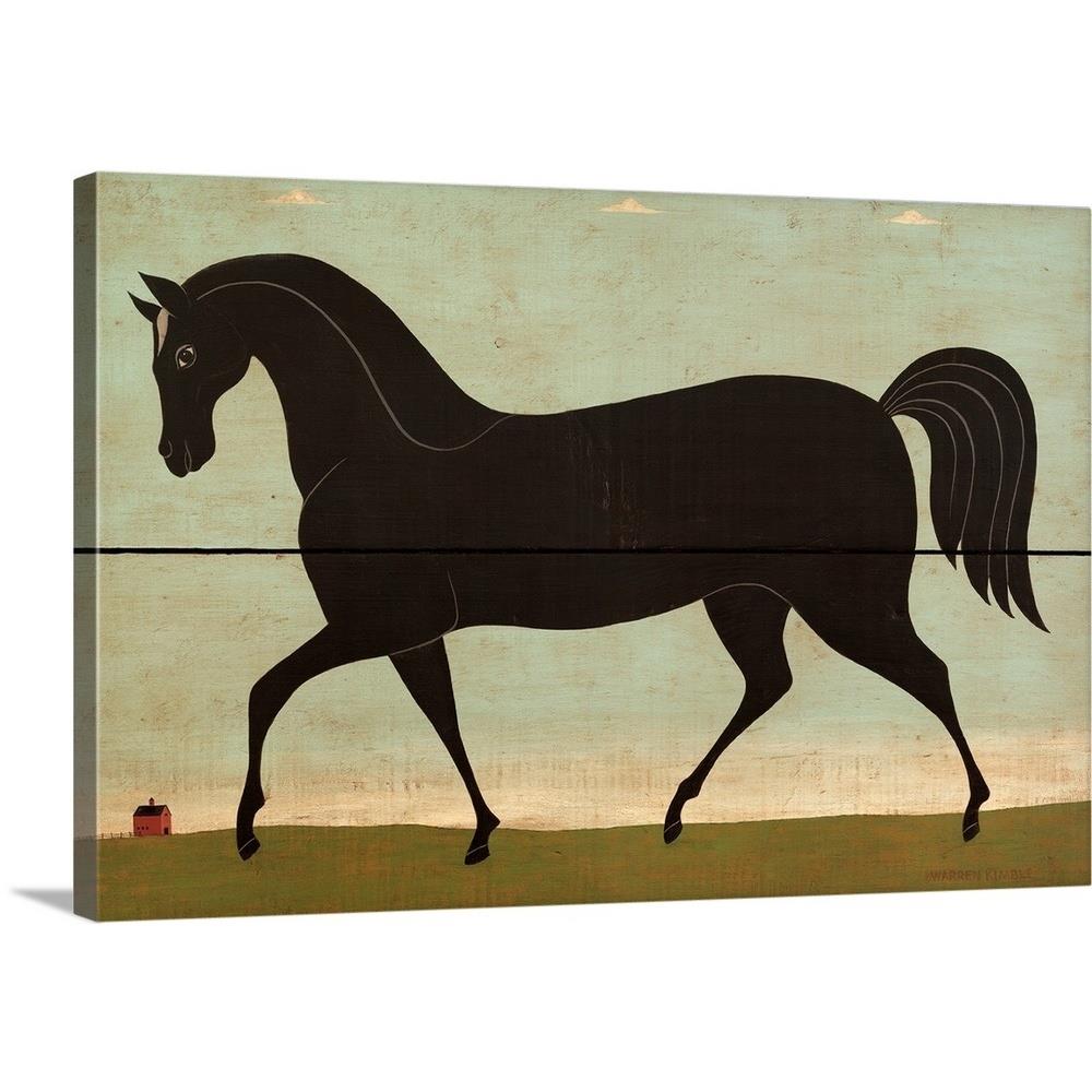 GreatBigCanvas 1155996-24-24X16 Black Horse by Warren Kimble C 16-in H x 24-in W Abstract Print on Canvas