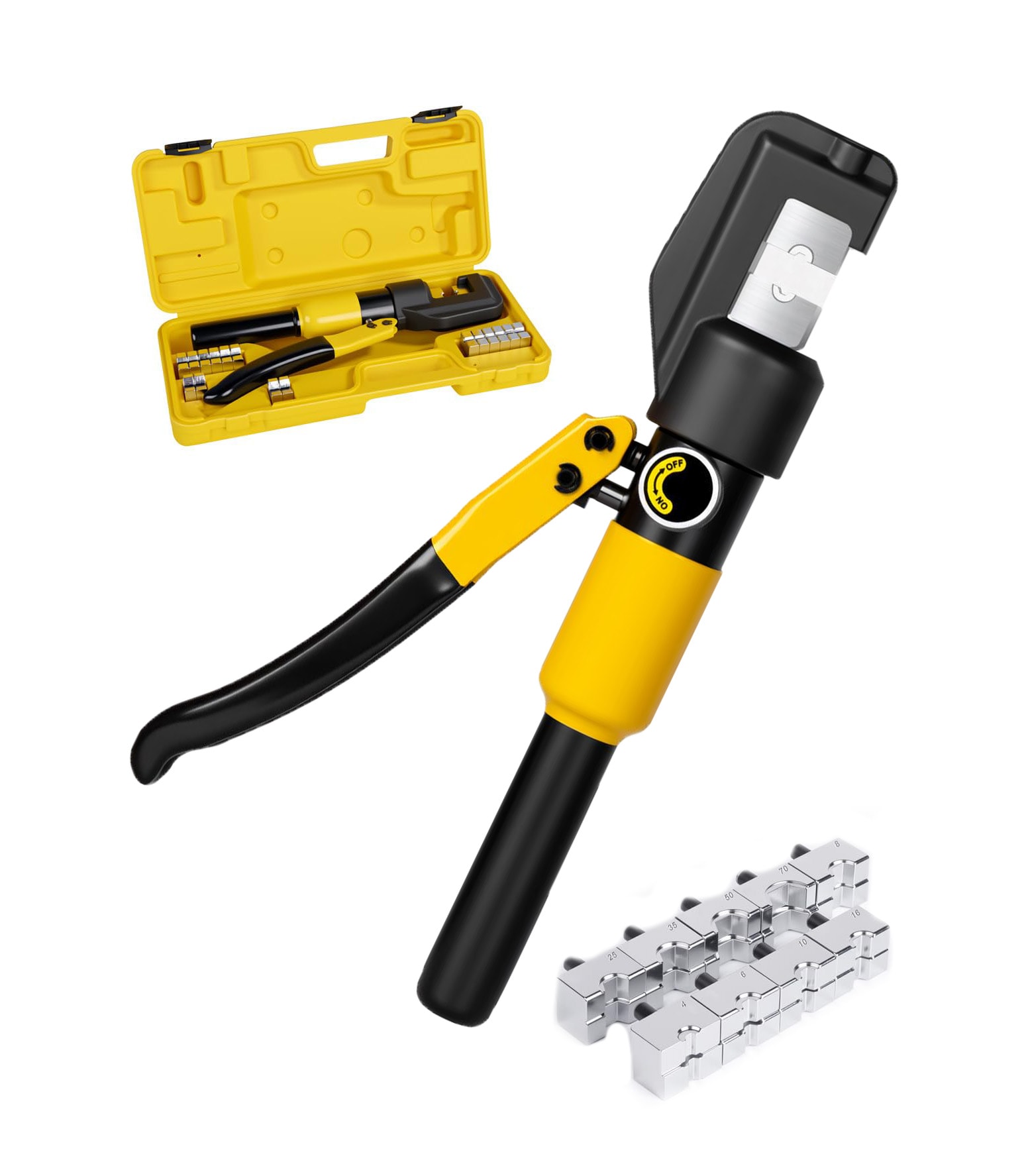 Etokfoks 10 tons hydraulic crimping tool cable lug terminal crimper with 9 pairs of dies for 12 AWG to 2 0 AWG copper and aluminum wires #LET7HJ4GQ