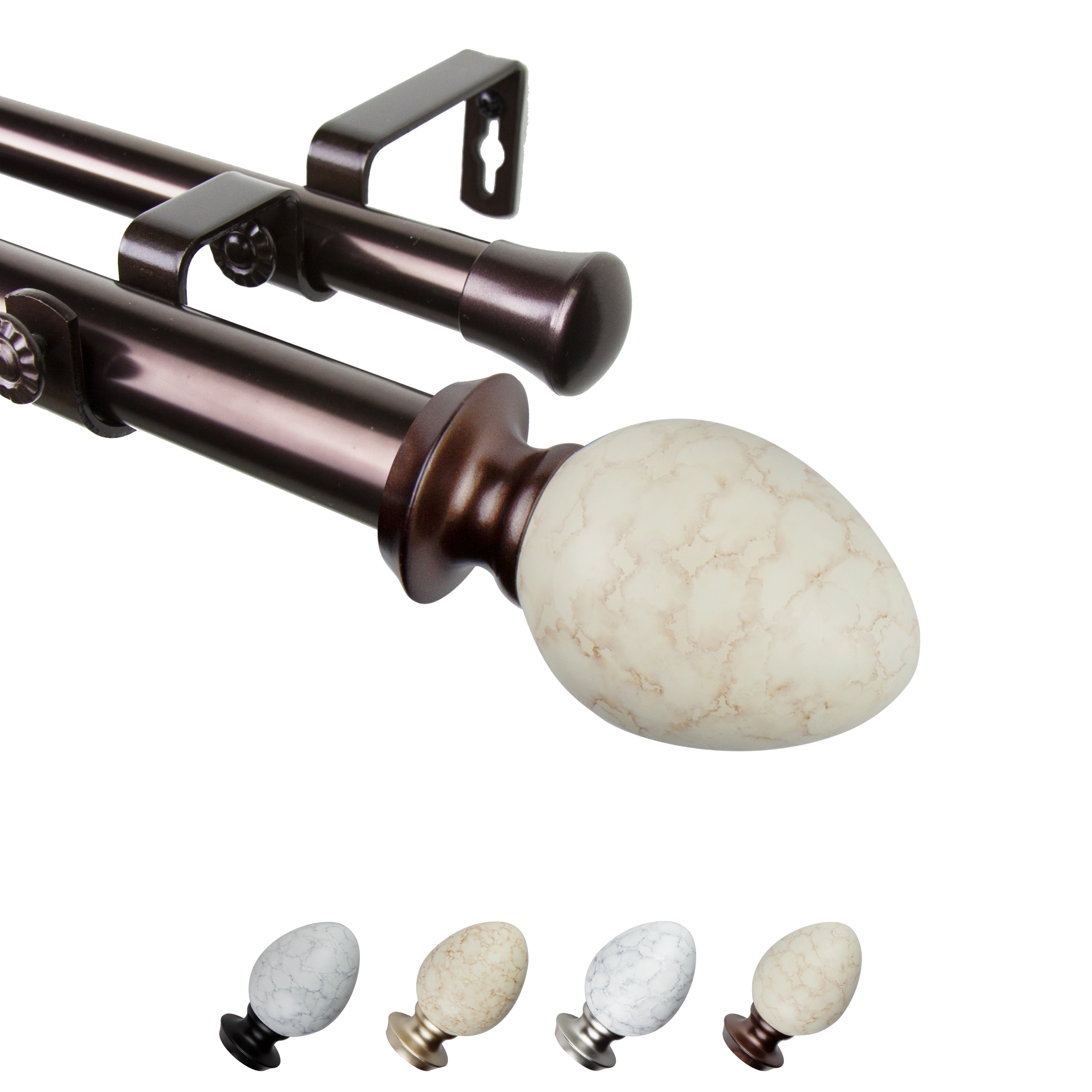 Hart & Harlow L-100-73-999-D Otis 1-in 120-in to 170-in Bronze Steel Double curtain rod with Finials