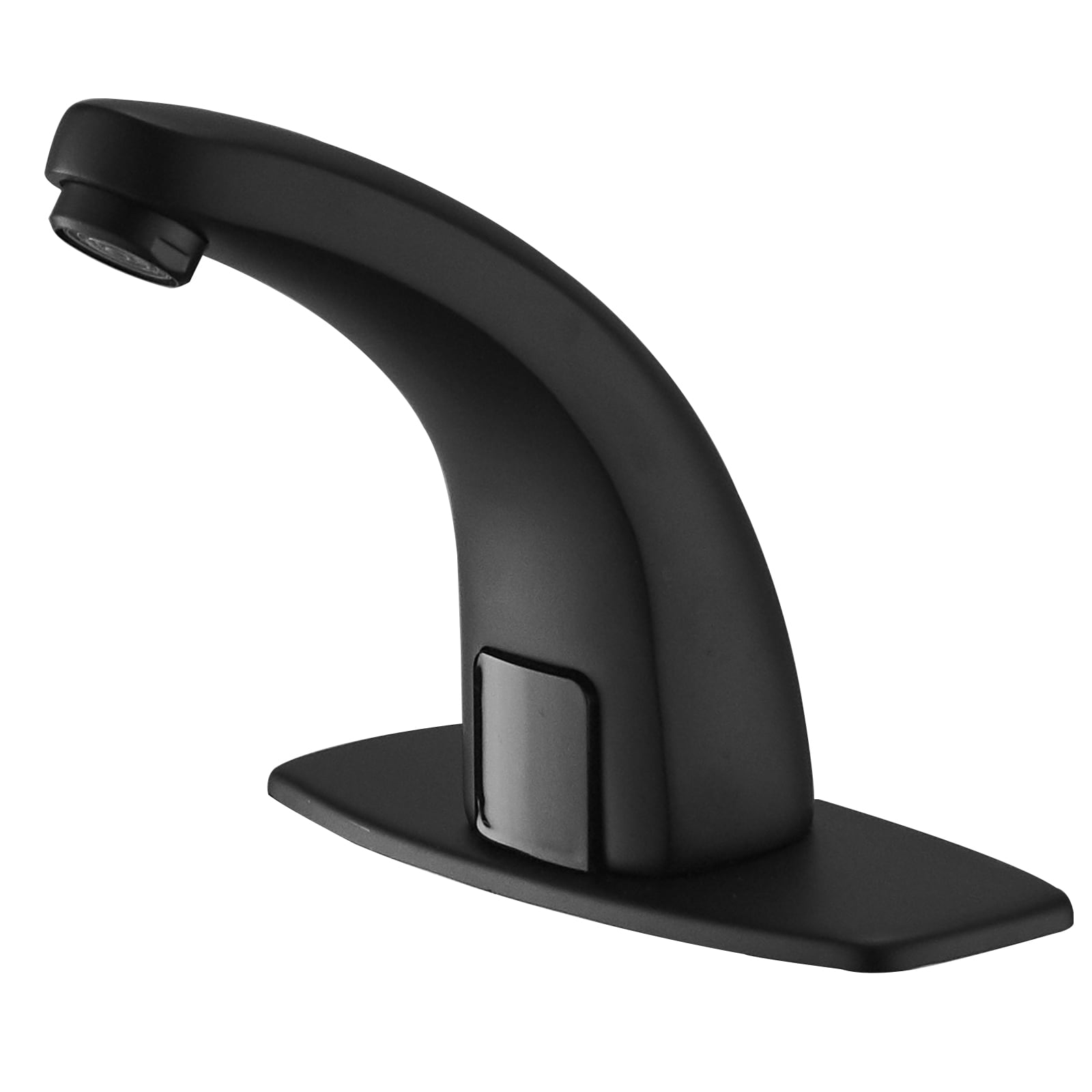 BWE A-918102-B Matte Black Single hole Touchless WaterSense Mid-arc Commercial/Residential Touchless Bathroom Sink Faucet with Deck Plate