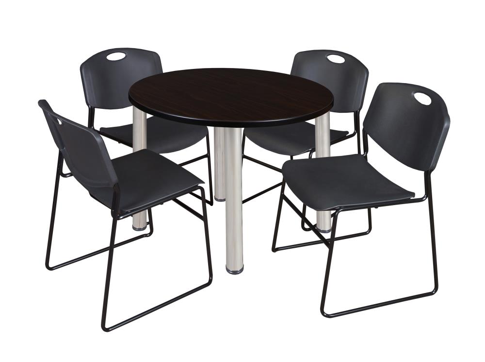 Regency TB42RNDMWBPCM44BK Breakroom Brown 4-Person Training Table (42-in W x 29-in H)