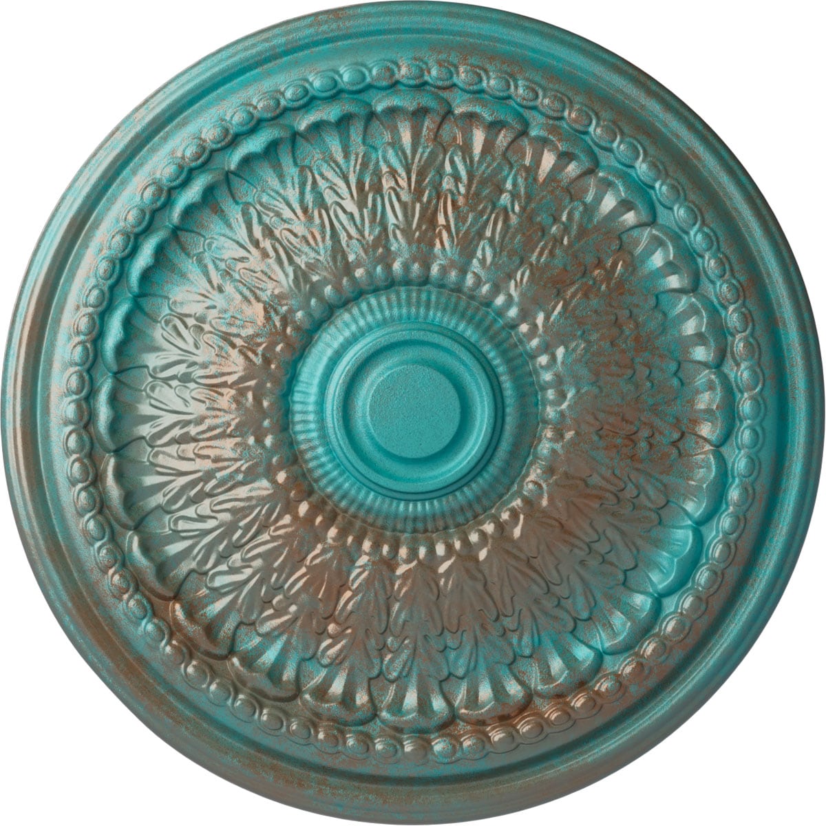 Ekena Millwork CM27BRCGS Brunswick 27-in W x 27-in L Painted Copper Green Patina Polyurethane Whole Ceiling Medallion