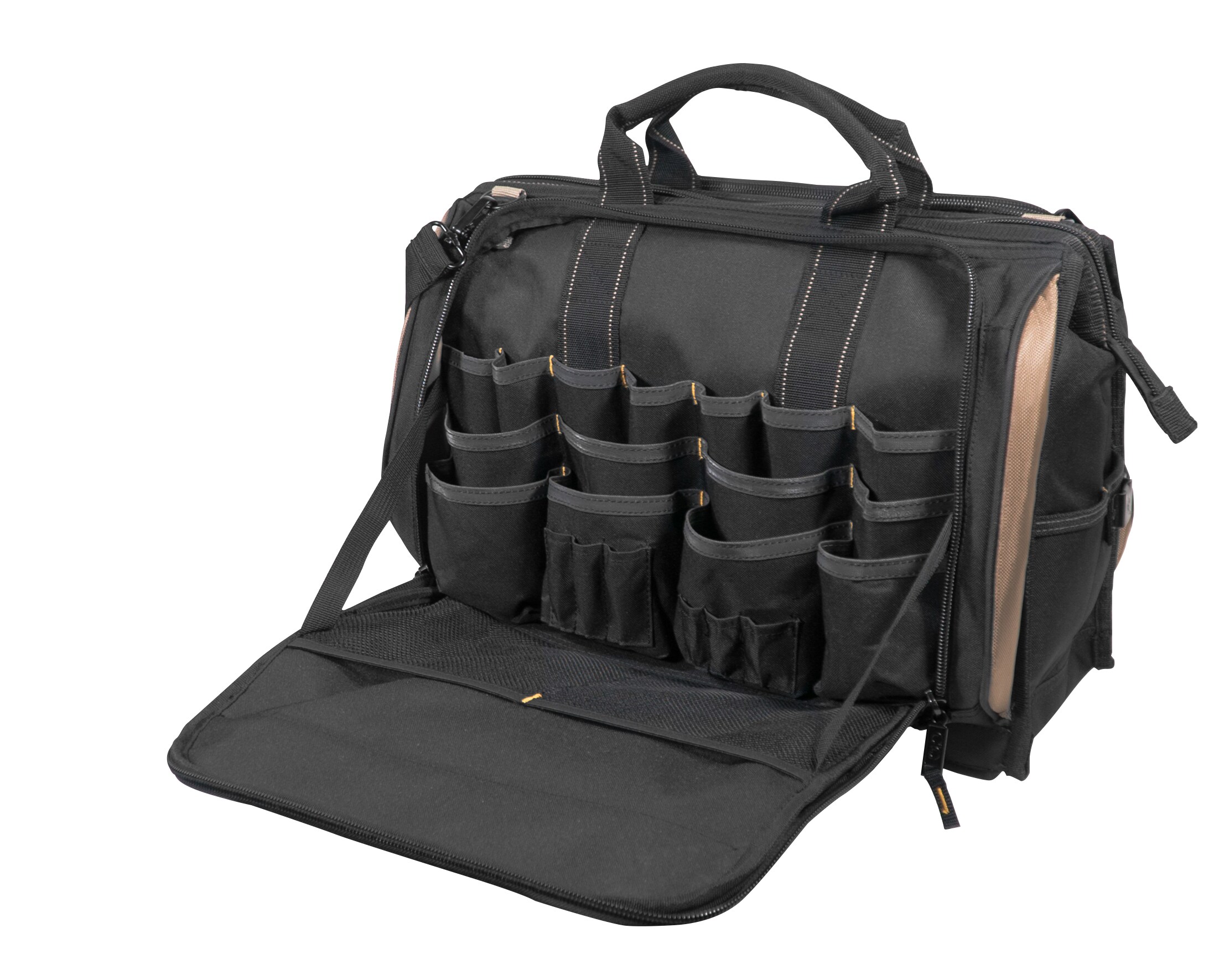 Custom LeatherCraft Black/Khaki Polyester 7-in Zippered Tool Bag 