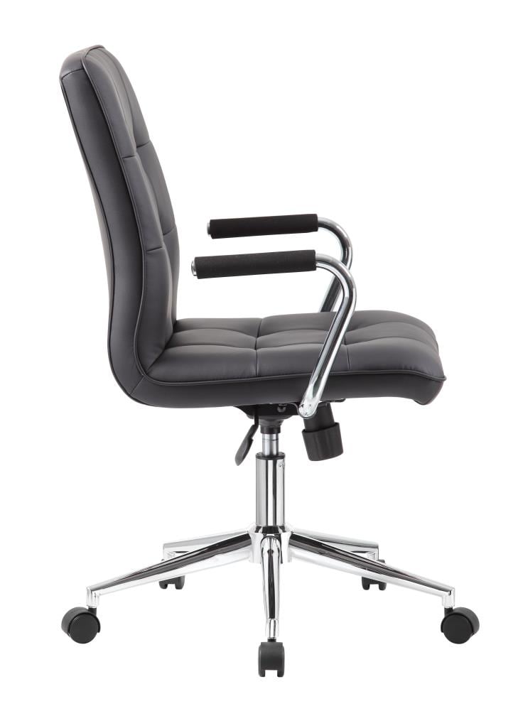 ErgoFlex Black Leather & Metal Swivel Task Chair with Chrome Accents