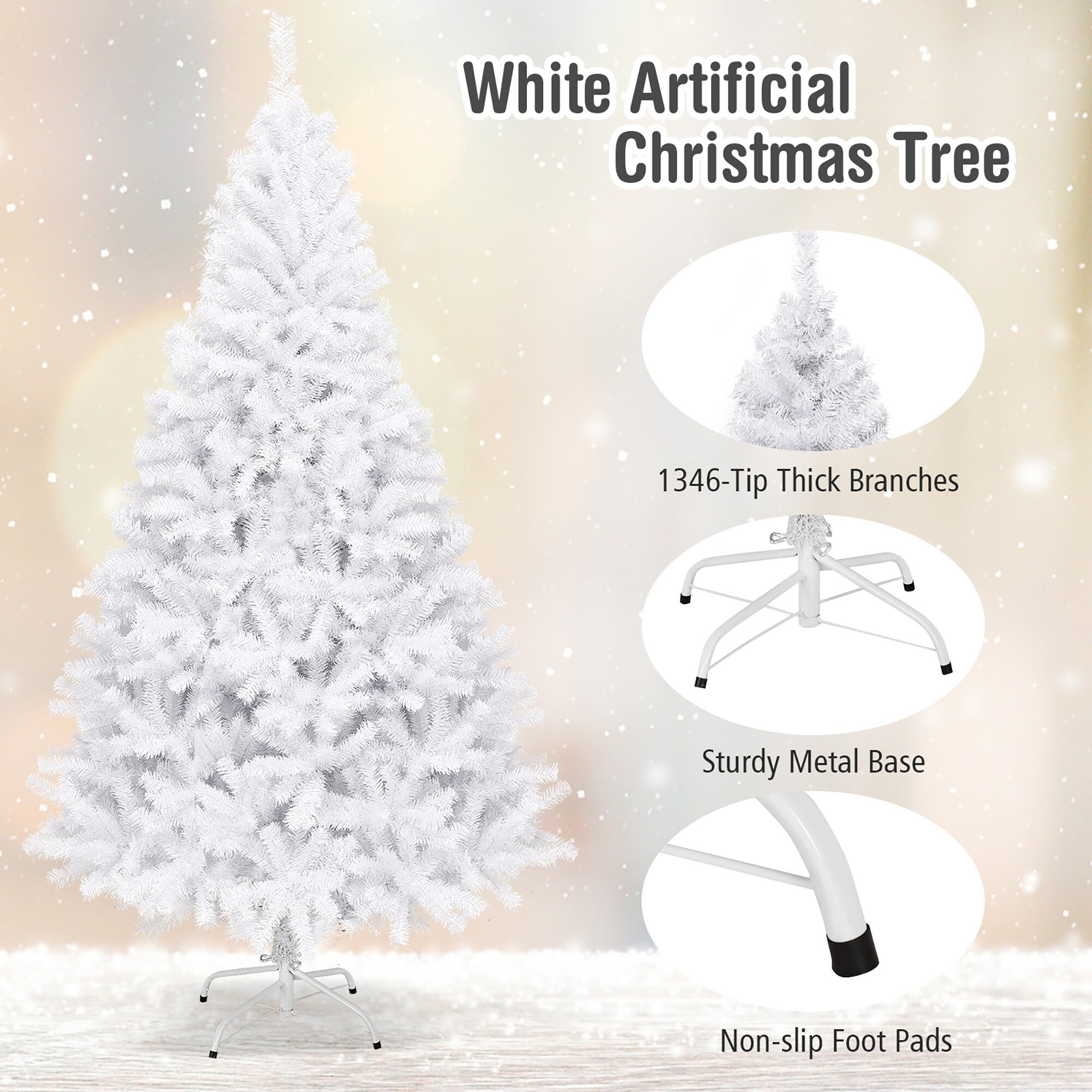 Forclover 7.5-ft White Artificial Christmas Tree in the Artificial ...