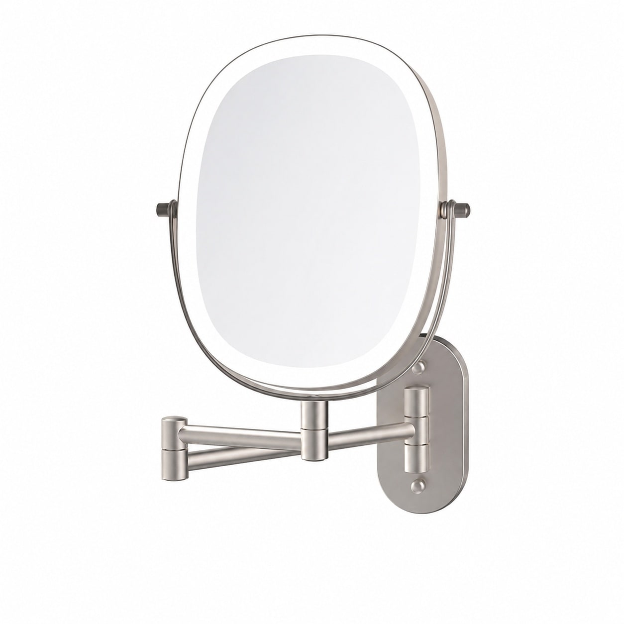 Aoibox  11 in W x 15 in H Oval Double Sided Lighted Wall Makeup Mirror 1X 10X Magnification 3 Color LED 360 Swivel