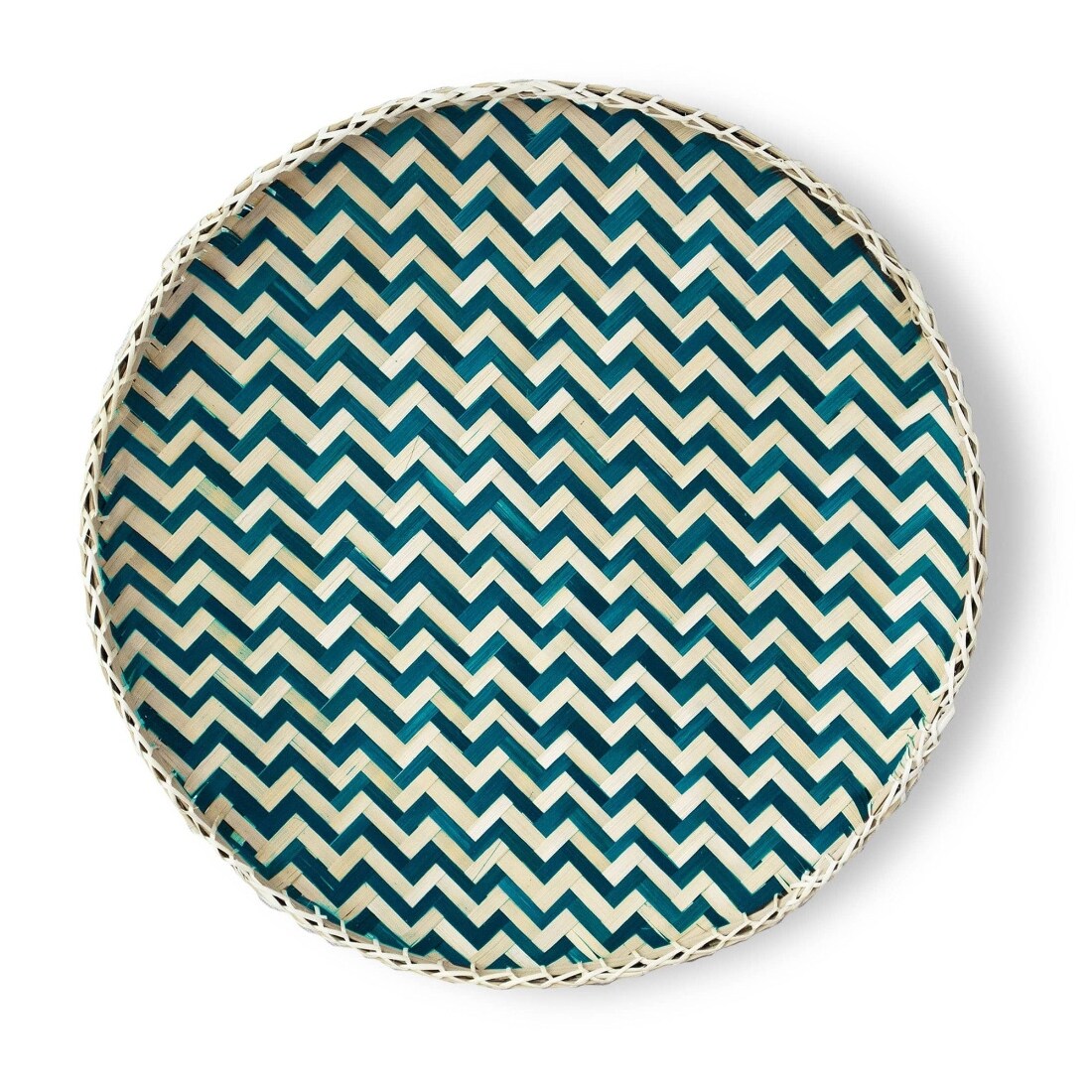HomeRoots 4000476494 19.6-in x 19.6-in Wave Blue Round Serving Tray