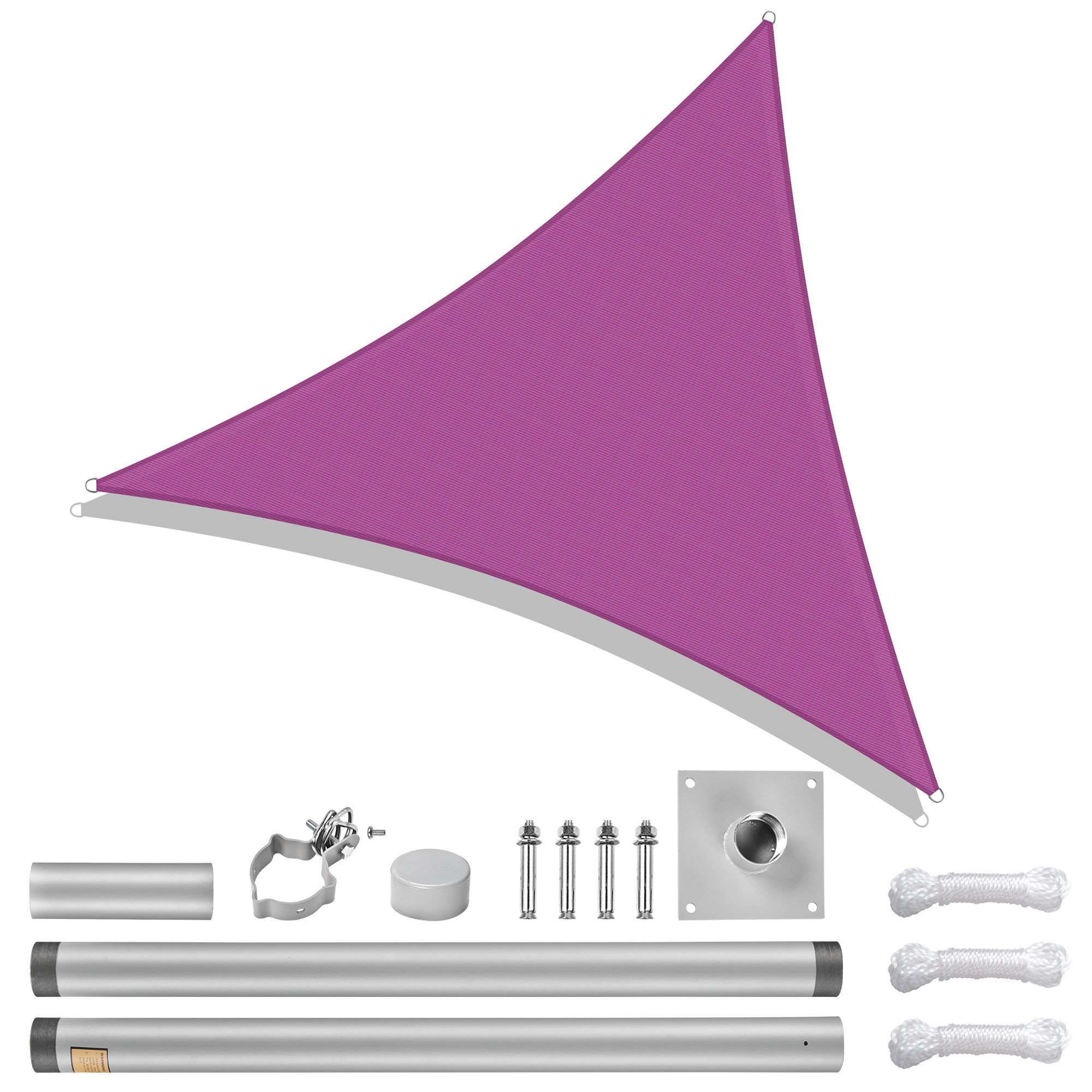 Yescom 07SSSSET006-22-8F-LO 22Ft Triangle Sun Shade Sail Canopy Awning 8Ft Detachable Pole Kit Outdoor