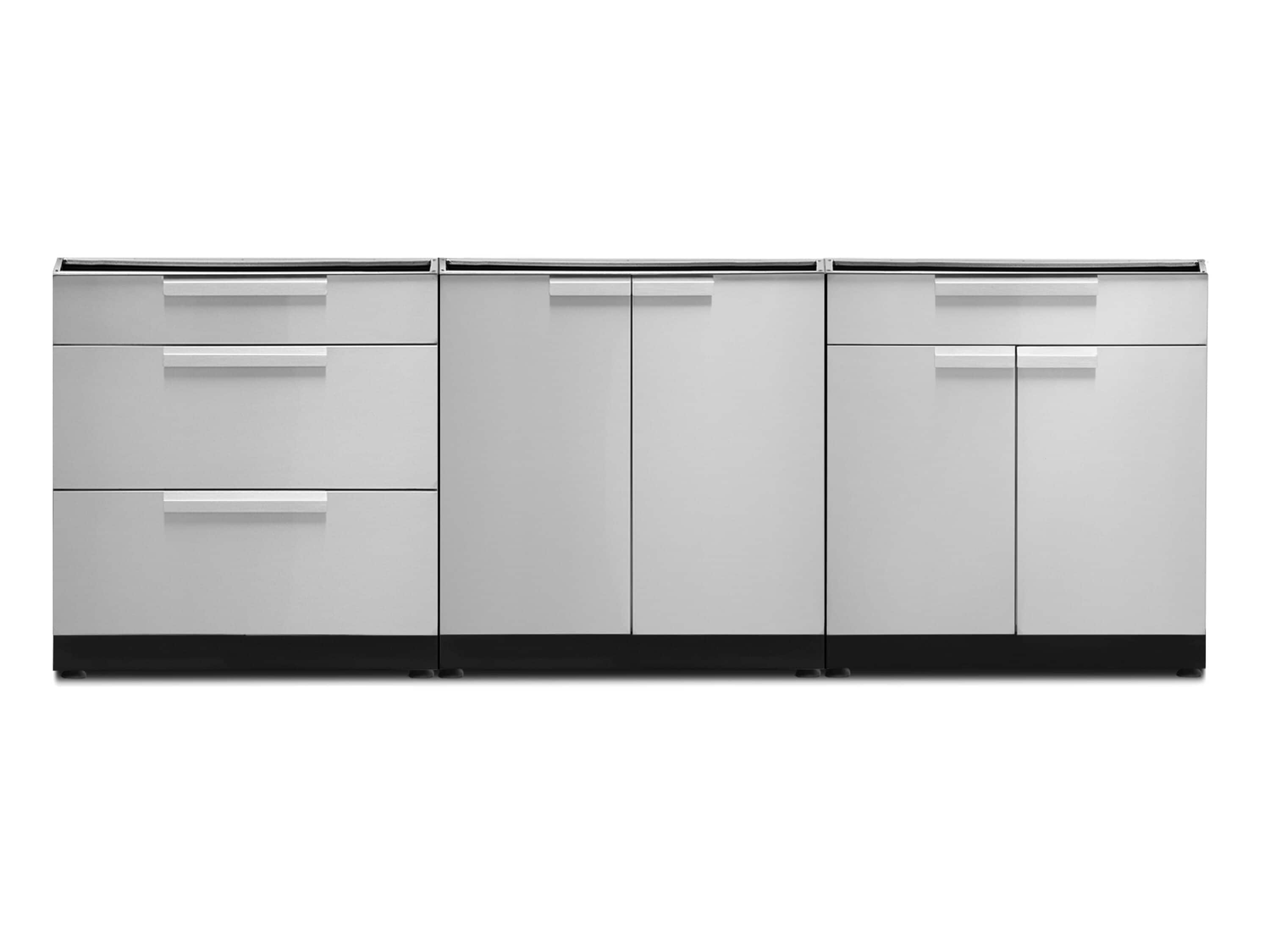 NewAge Products 66772 Stainless Steel 3 -Piece 96-in W x 24-in D x 35.5-in H Modular Outdoor Kitchen Cabinet