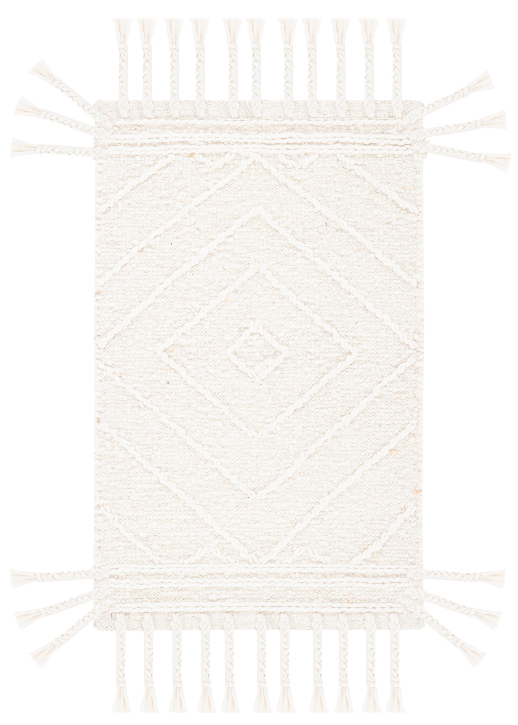 Ivory Hand Woven Wool and Chenille Area Rug 2' x 3'