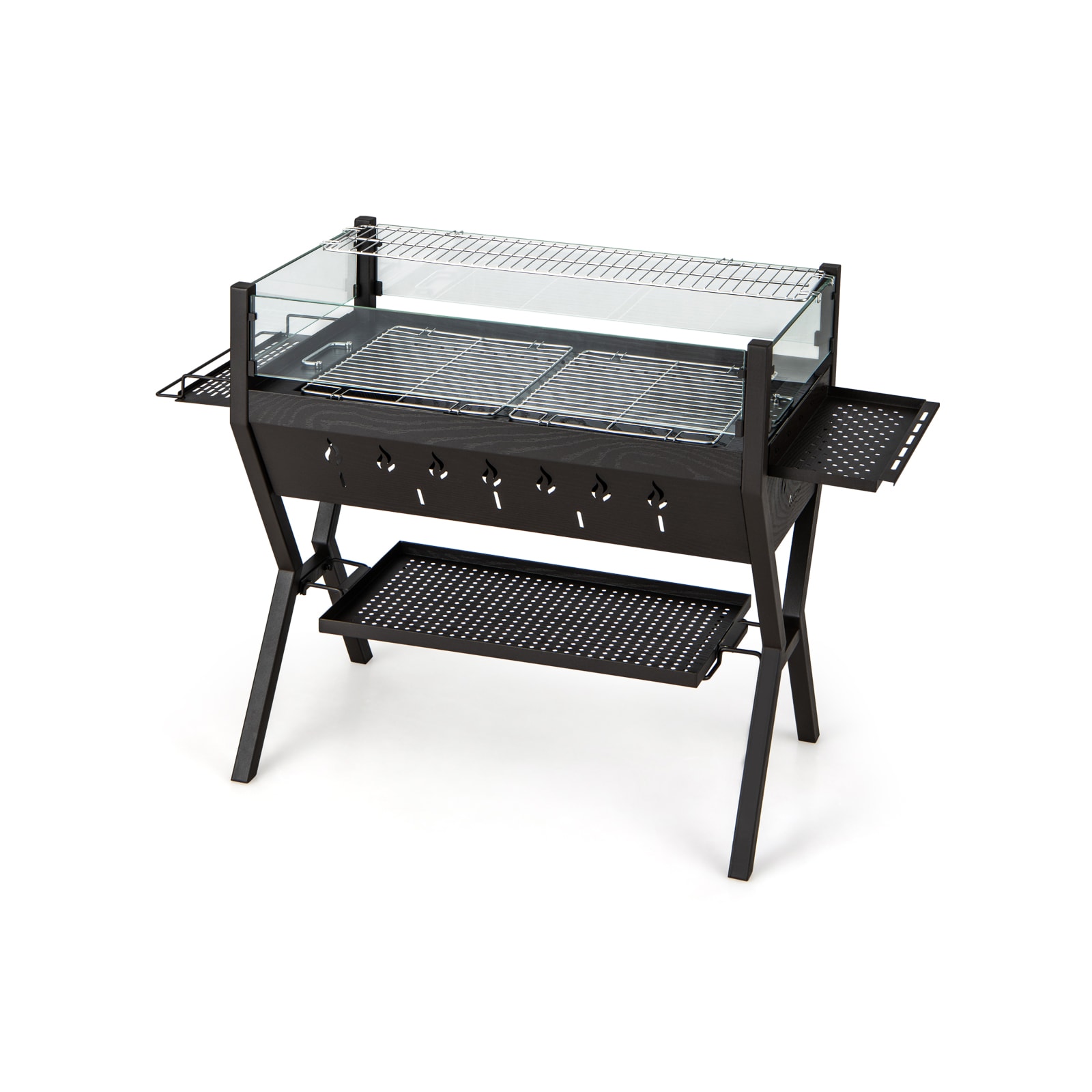 Slickblue D-CO-NB90511PN 280 sq in Brown Portable Charcoal and Wood Grill for Patio Camping and Backyard