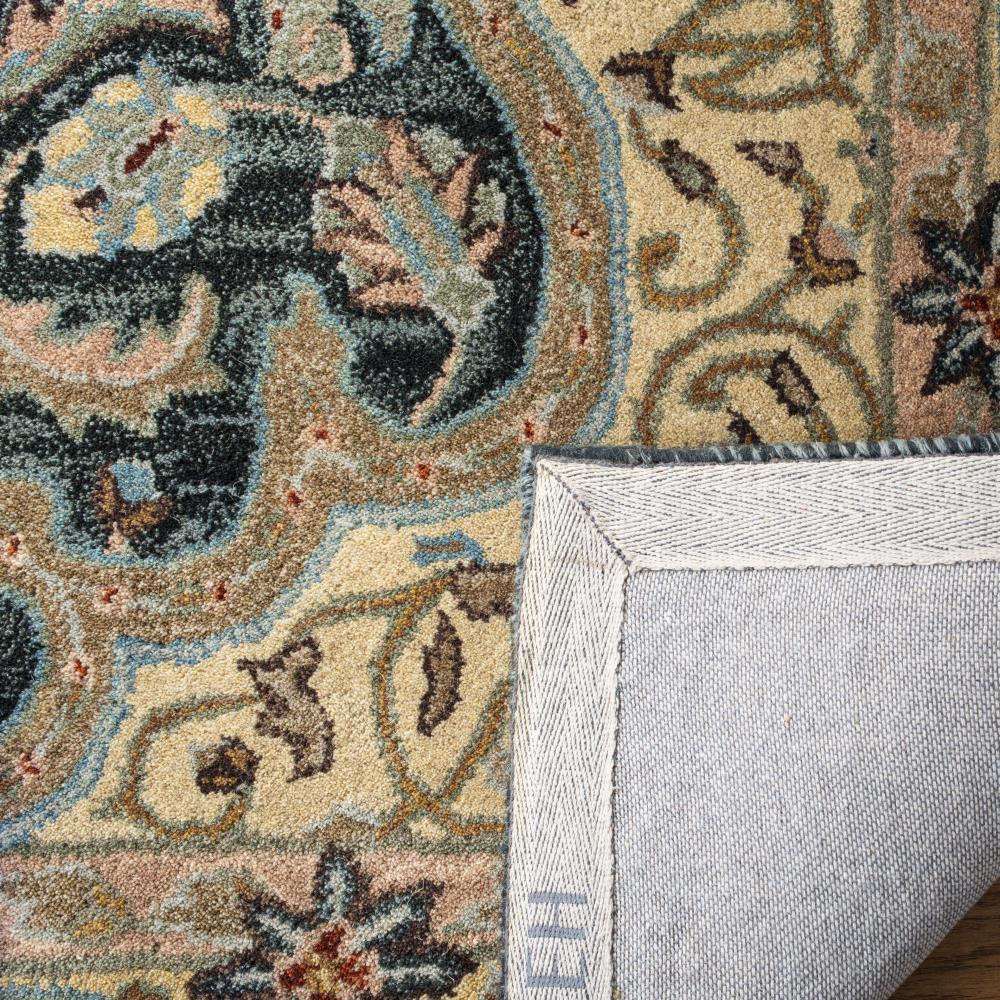 Elegant Heritage Black and Cream Hand-Tufted Wool Square Rug