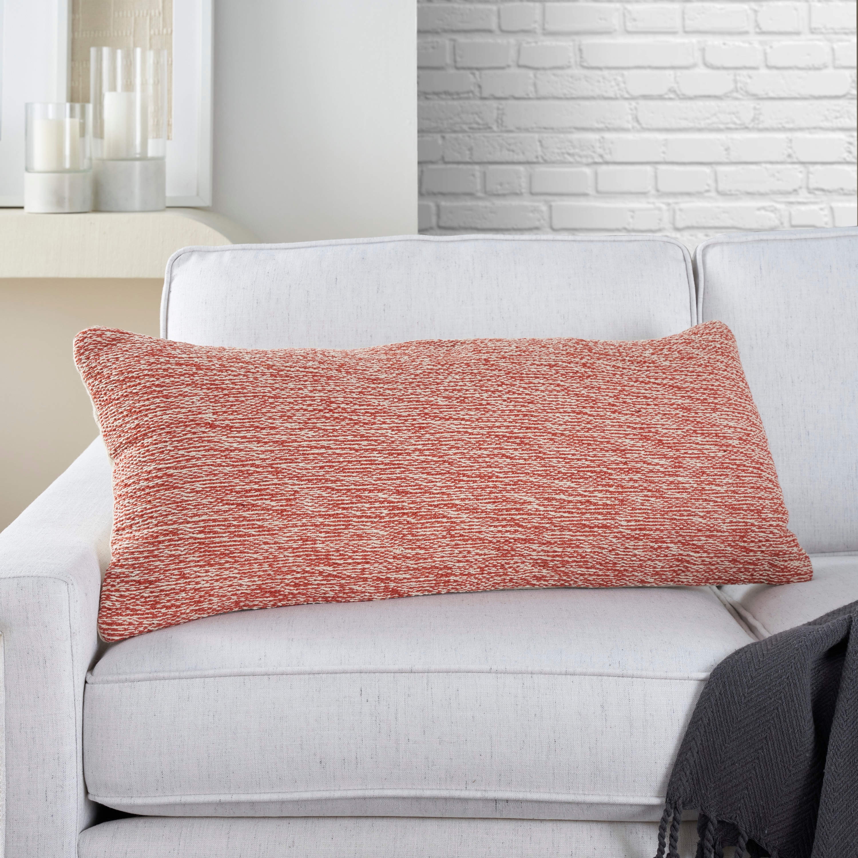 Rust Woven Cotton 12" x 30" Indoor Throw Pillow