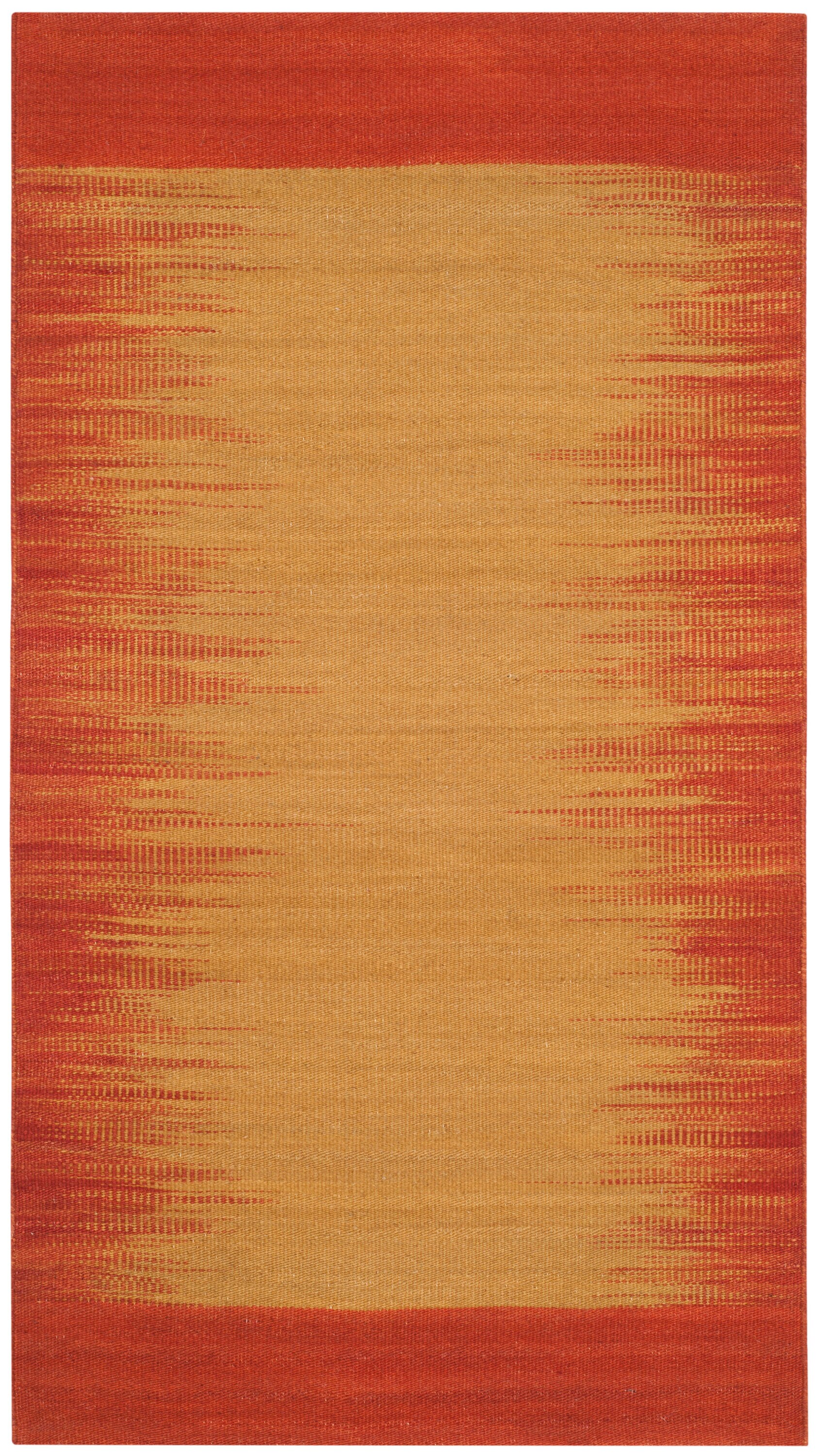 Rust and Beige Handwoven Wool Kilim Area Rug 3' x 5'