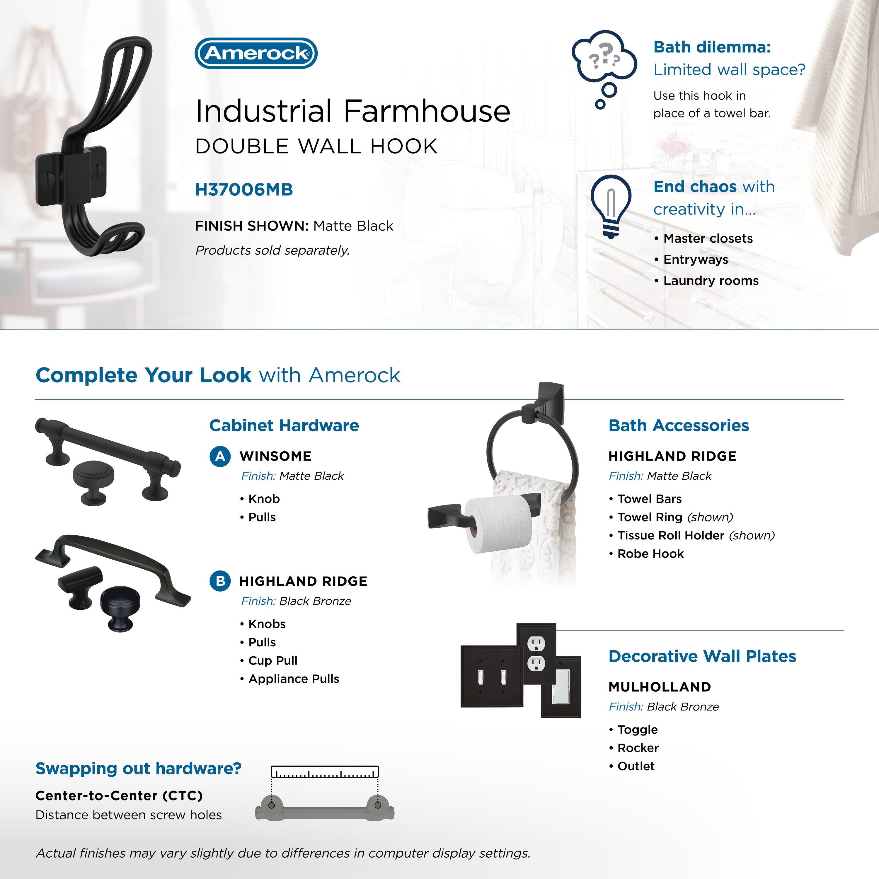Amerock H37006MB Decorative-Wall-Hooks - View #6