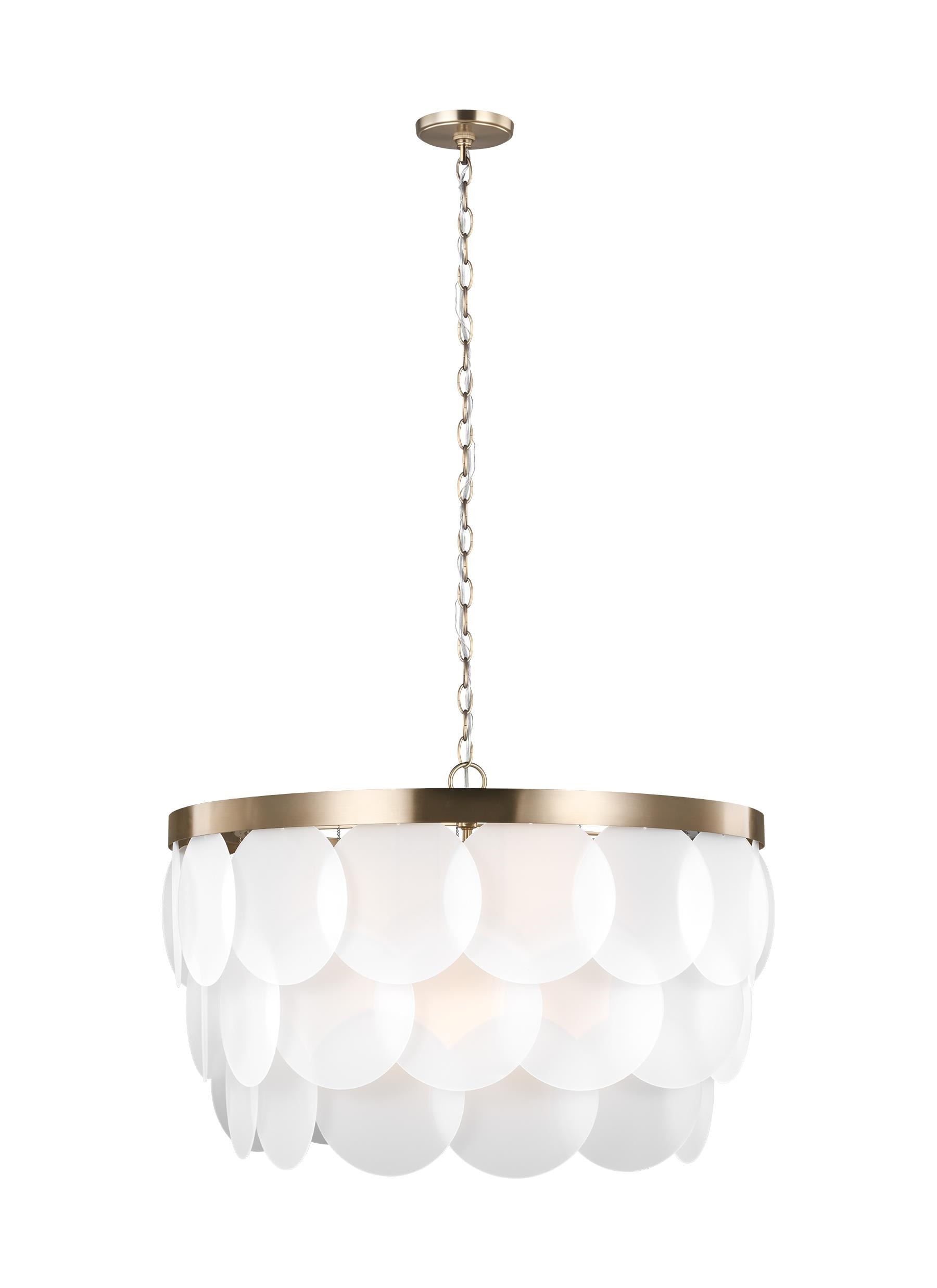 Generation Lighting 5202508-848 Mellita 8 -Light Satin Brass Modern/contemporary Etched glass Geometric Medium Hanging Pendant light
