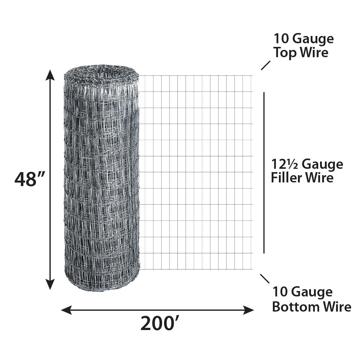 IRONRIDGE 200-ft x 4-ft 12.5-Gauge Gray Galvanized Steel Woven Wire ...