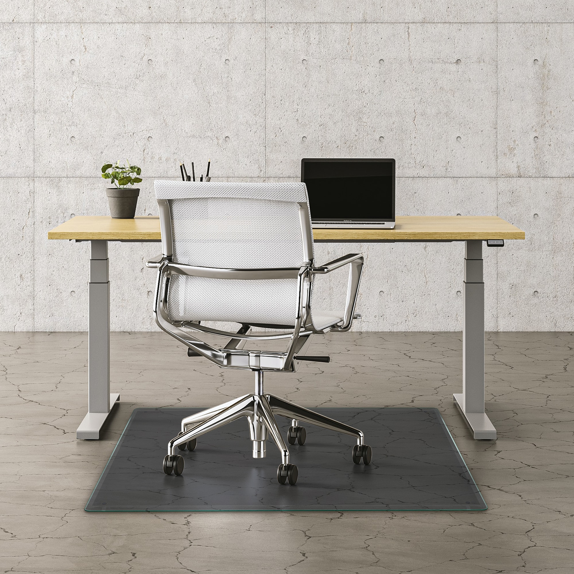 Dovelina LS-A-GE10013 3-ft x 4-ft Gray Glass Rectangular Indoor Decorative Chair mat