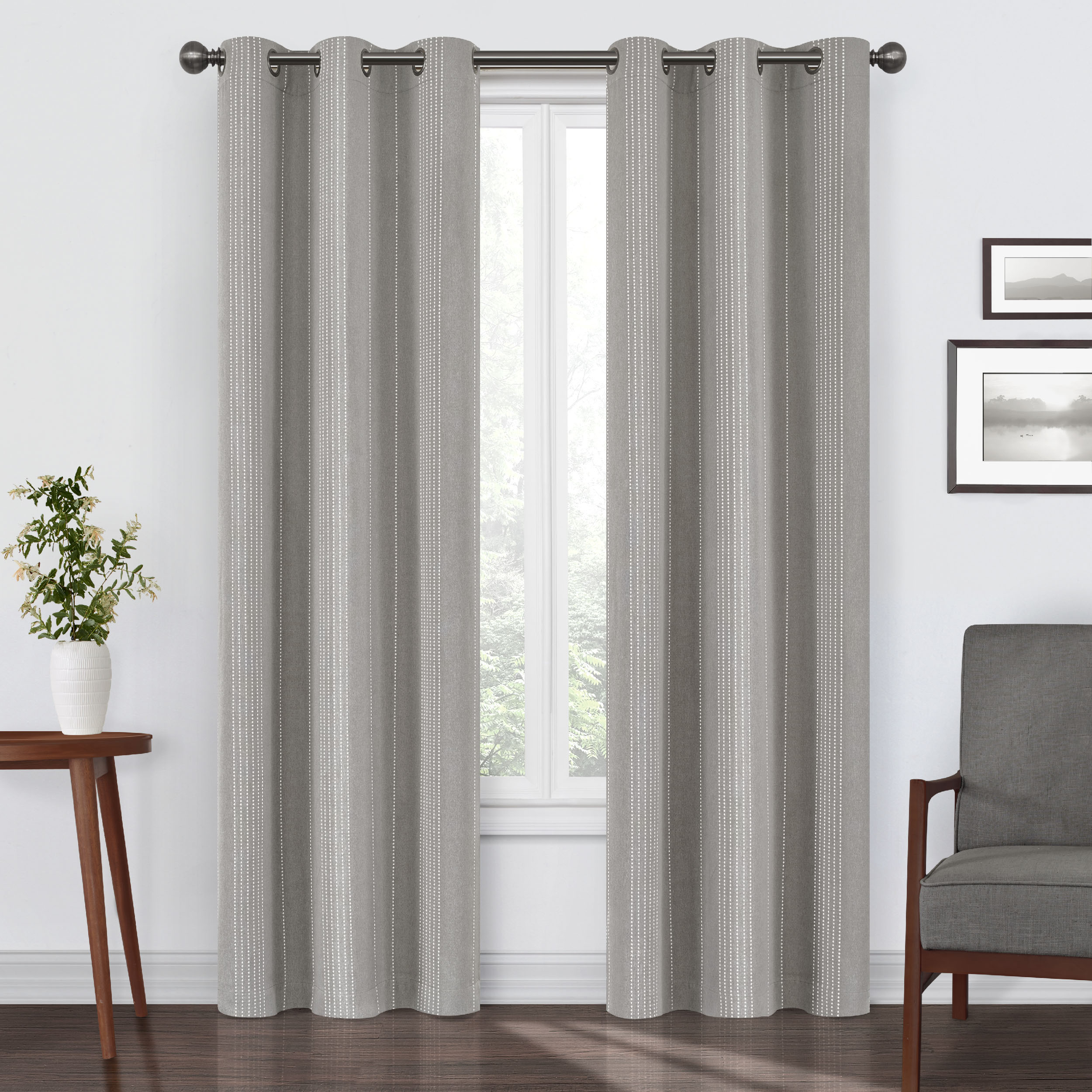 Eclipse FZE001A2SLGY 108-Inches Light Grey Blackout Standard lined Grommet Single curtain panel