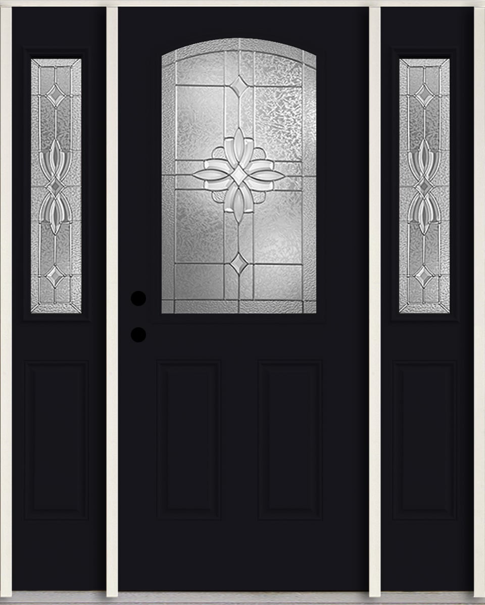 RELIABILT LO964303 Laurel 60-in x 80-in x 4-5/8-in Fiberglass Half lite Right-hand inswing Peppercorn Paint Painted Prehung Front Door with Sidelights Insulating core