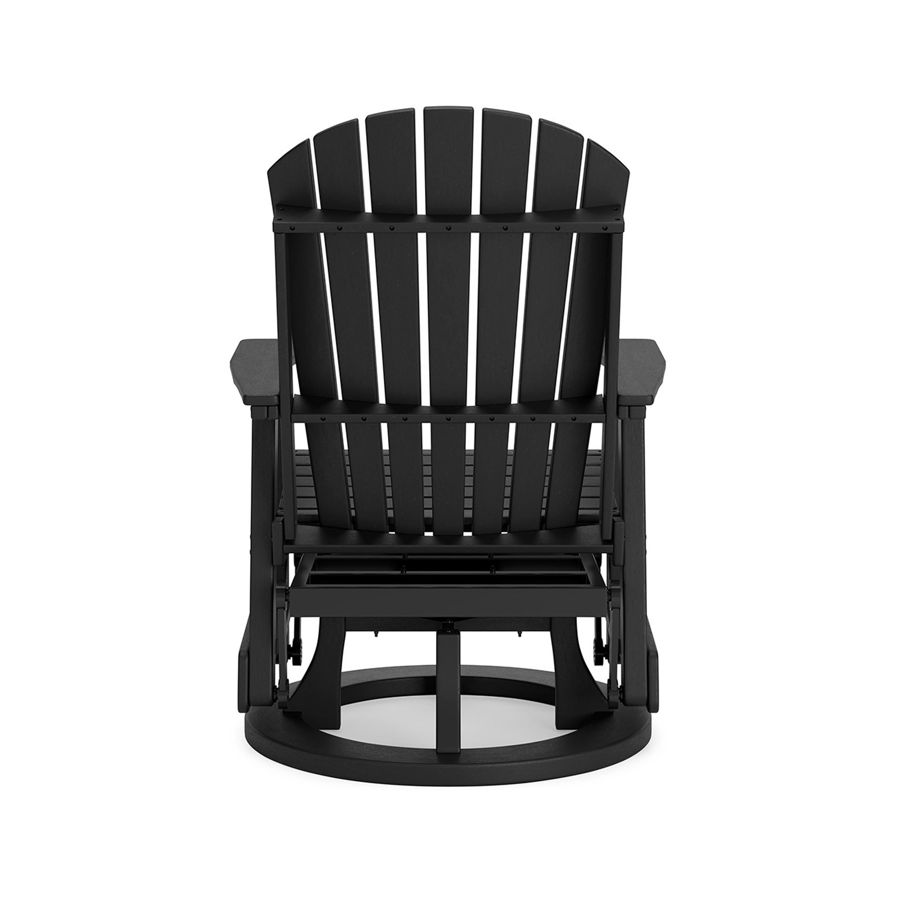 Black HDPE Outdoor Swivel Glider Chair with Adirondack Design
