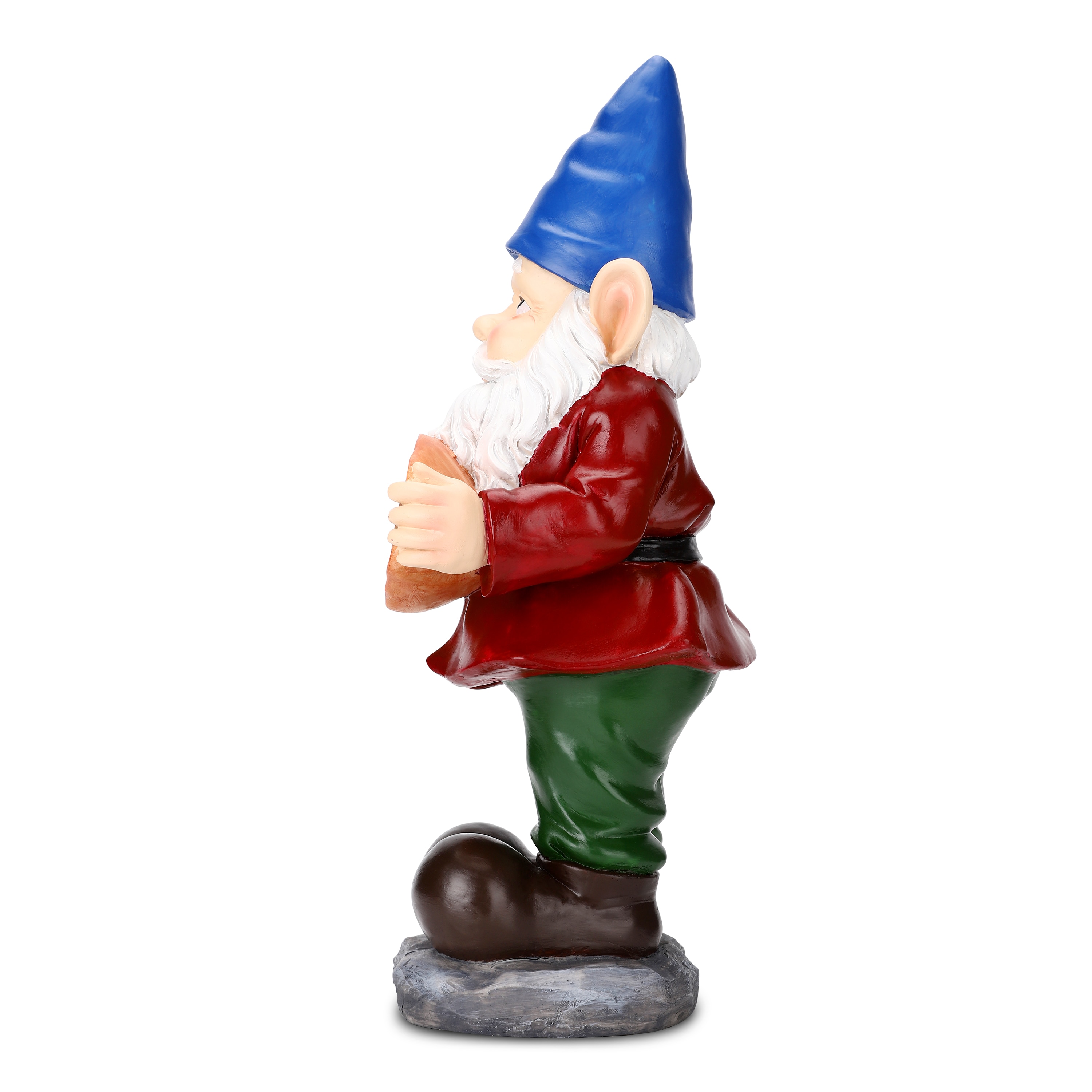 15" Hand-Painted Resin Gnome Garden Statue with Solar Spotlight
