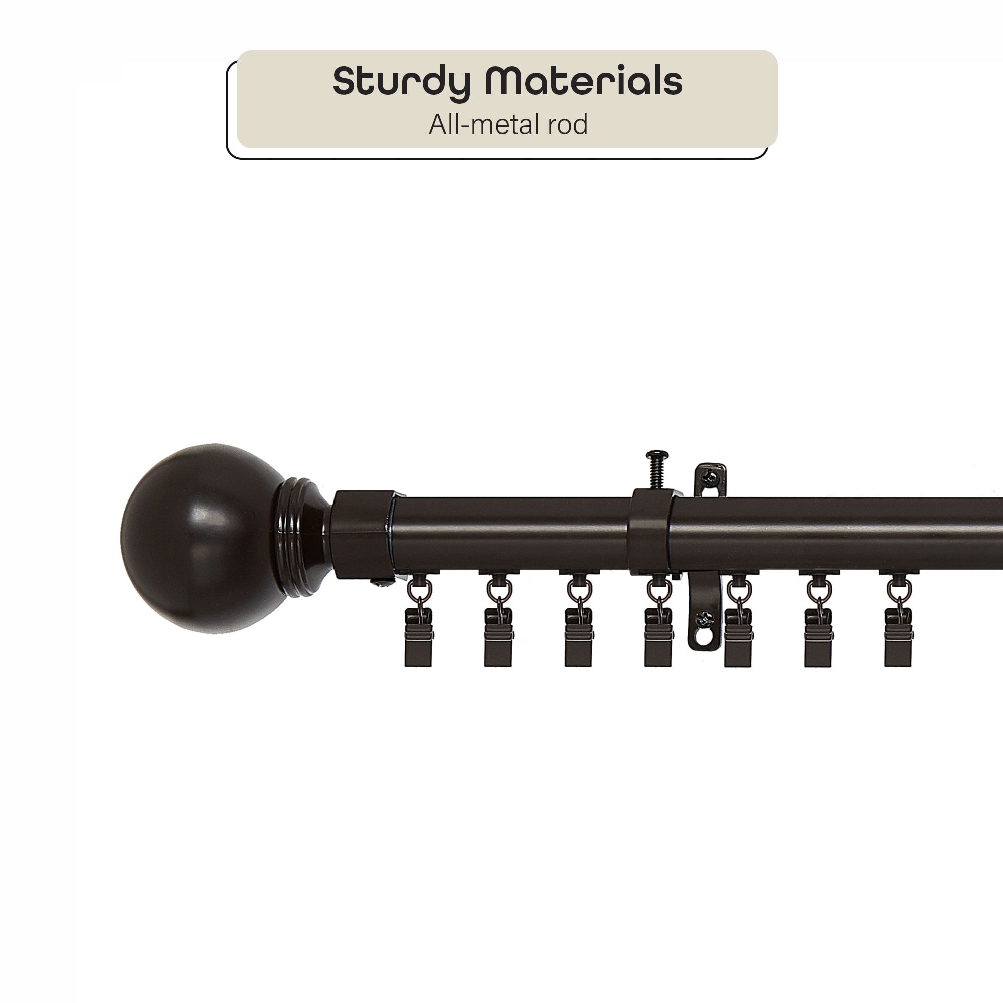 Porter Black Stainless Steel Traverse Curtain Rod