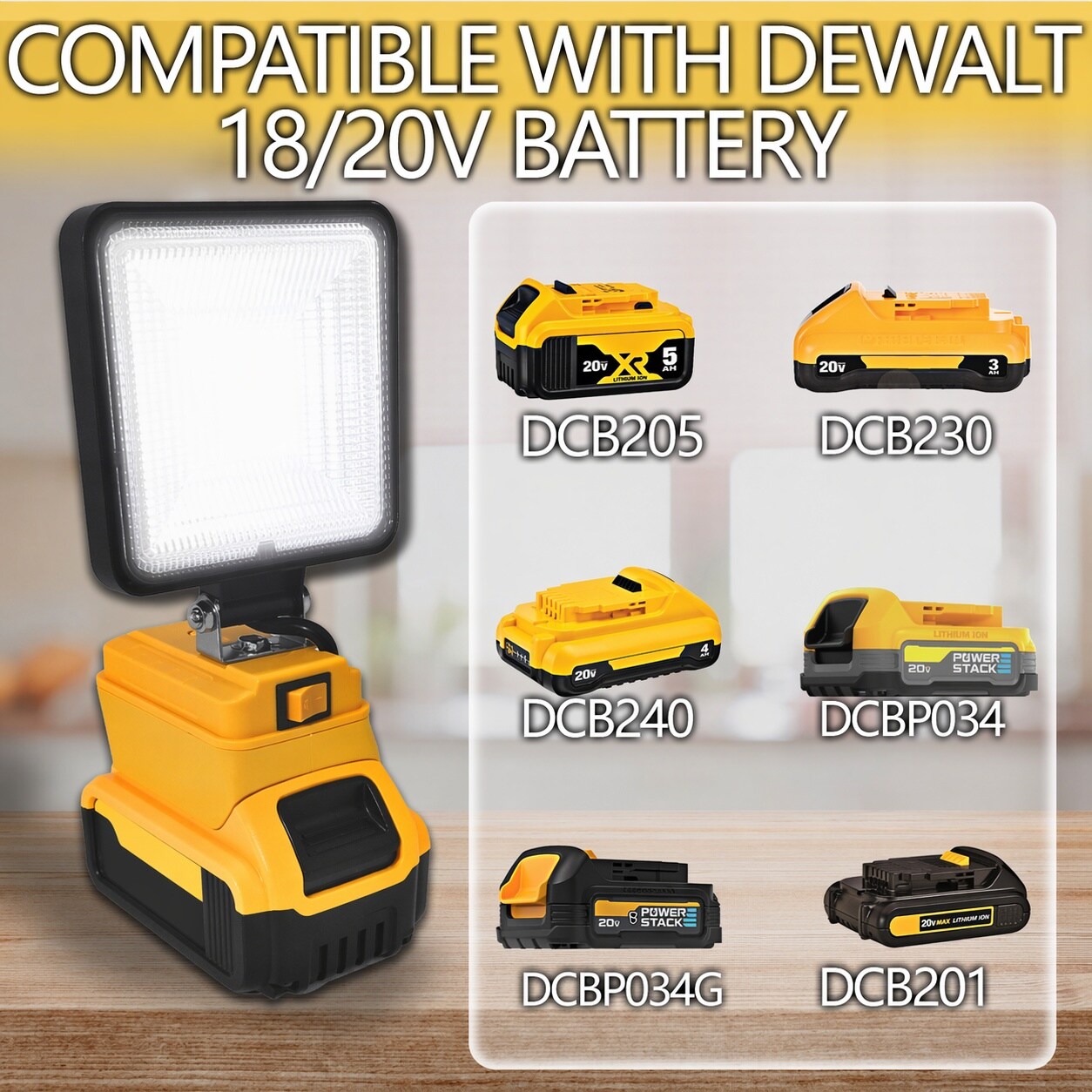 Misopily Cordless LED Work Light 30W 3000 Lumens Portable Flood Light ...