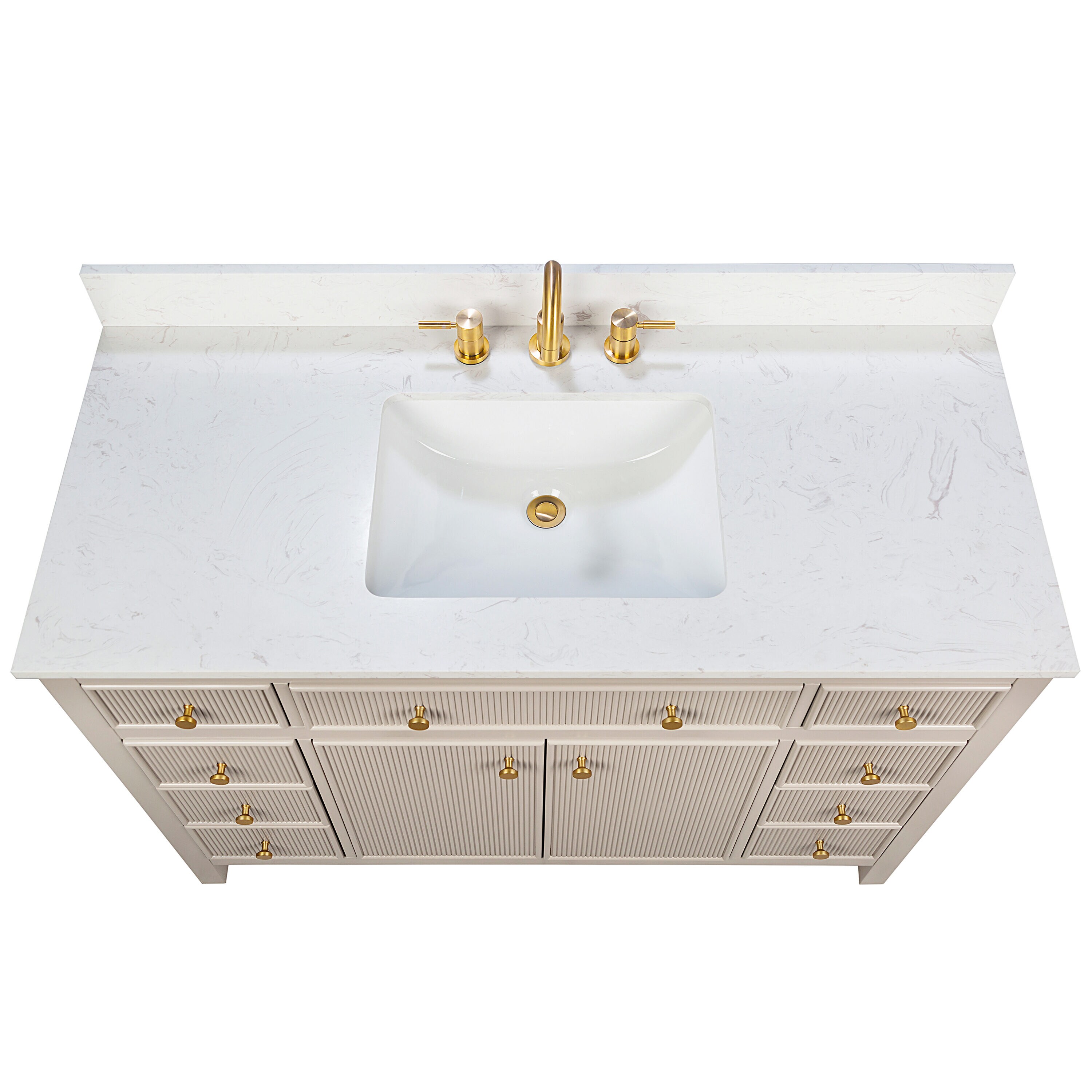 allen + roth Sandbanks 48-in Greige Undermount Single Sink Bathroom Vanity with White Engineered Stone Top