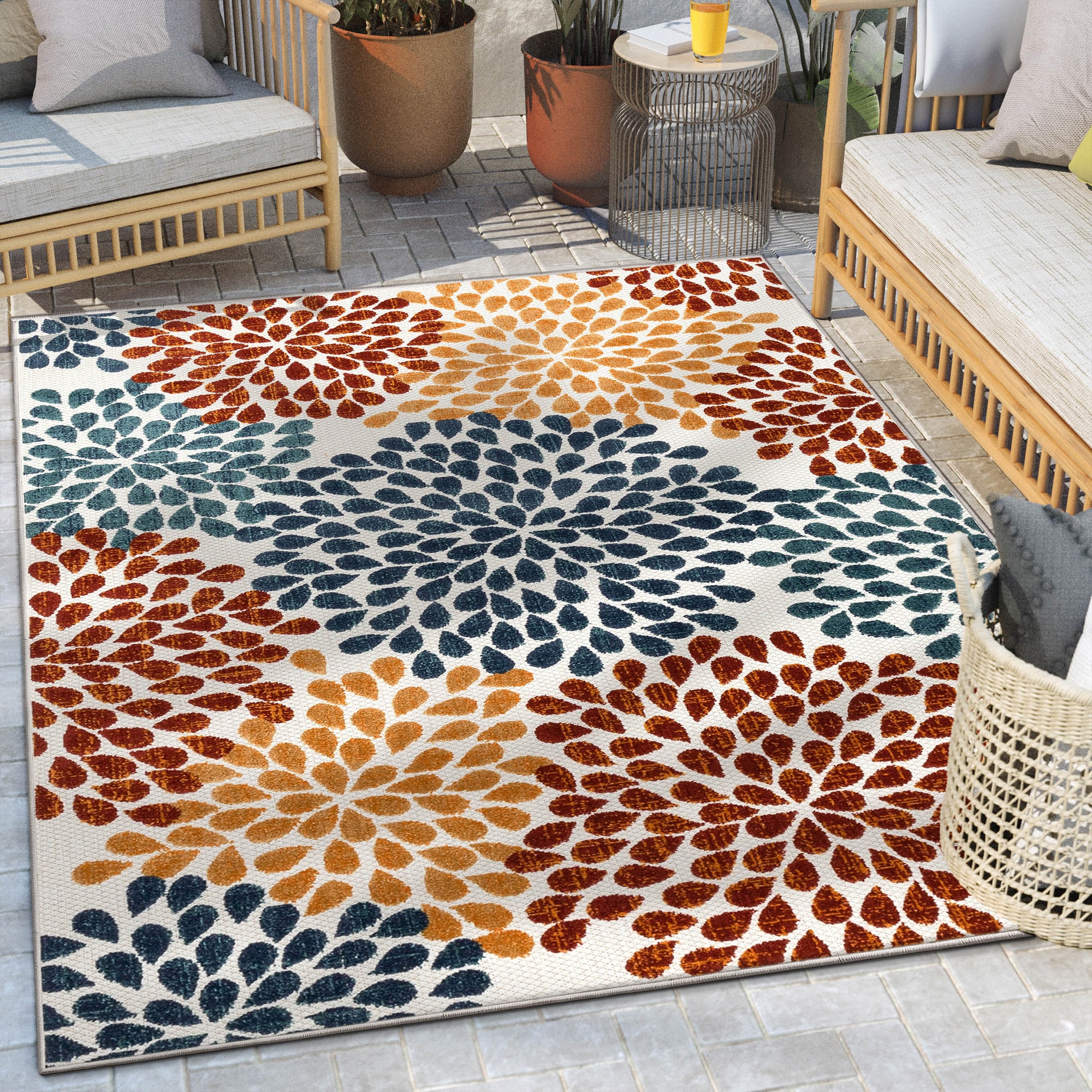 Well Woven DO-462-4 Dorado 3 x 5 (ft) Loomed Polypropylene Ivory Rectangular Indoor/Outdoor Floral/Botanical Tropical Area rug