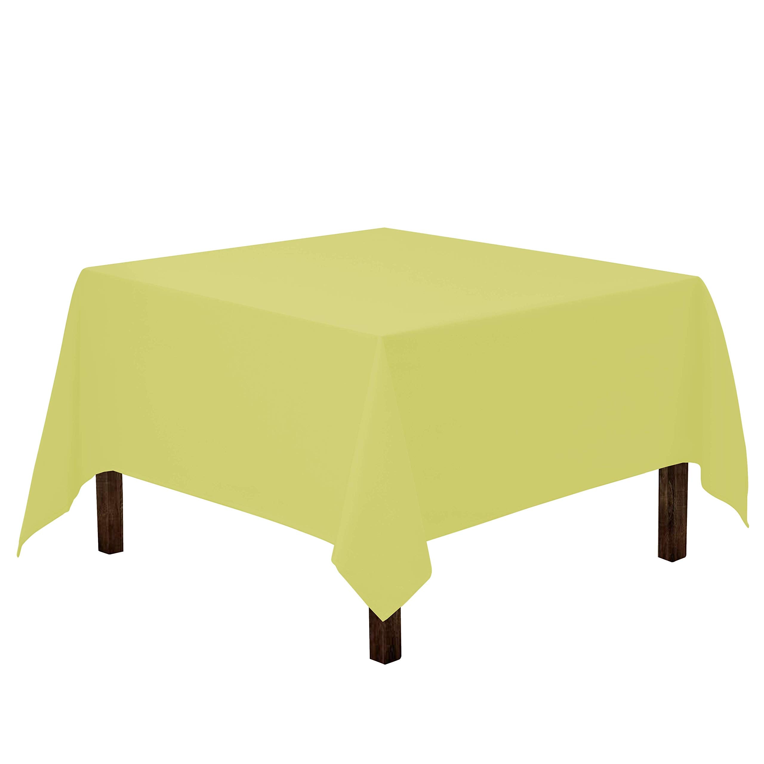 Gee Di Moda  Square Tablecloth - 70 x 70 Inch Yellow Square Table Cloth - Heavy Duty Washable Fabric - for Buffet Table Holiday Party Dinner Wedding and Baby Shower