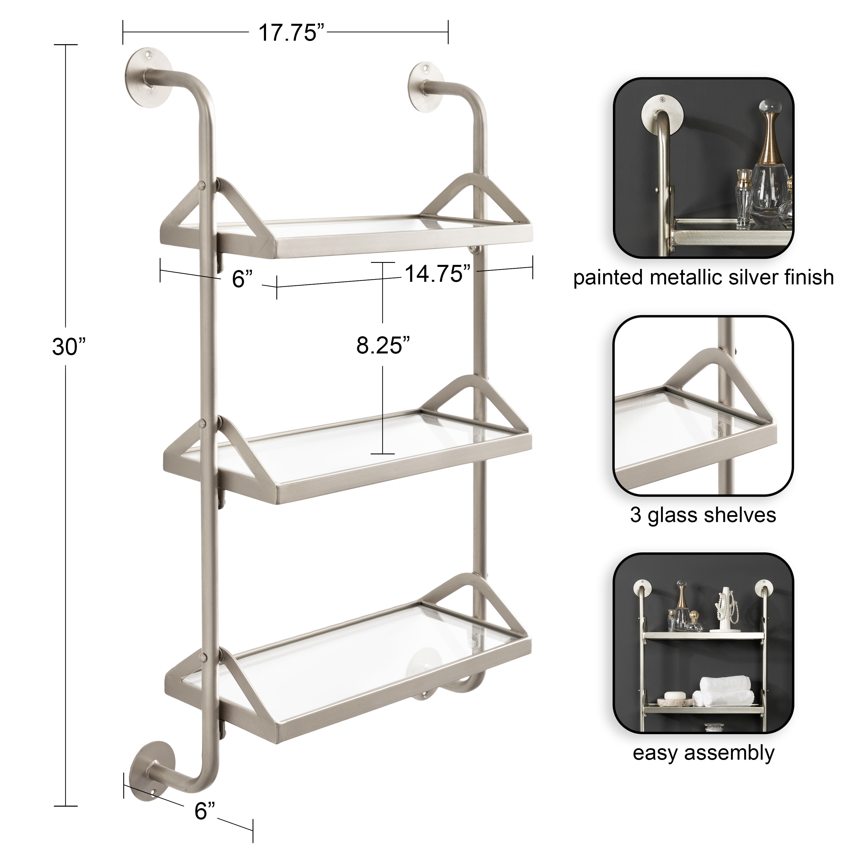 Kate and Laurel 227867 Wall-Mounted-Shelving - View #2