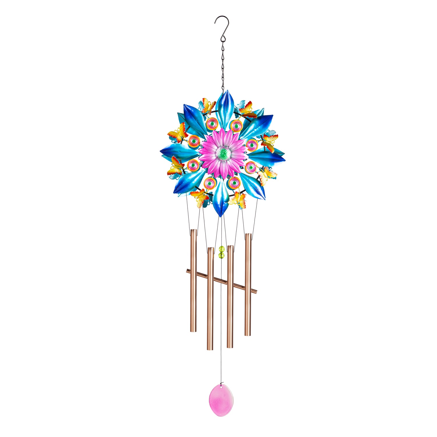 Evergreen 2WC2274 37.2-in Multi-color Metal Butterfly Wind Chime
