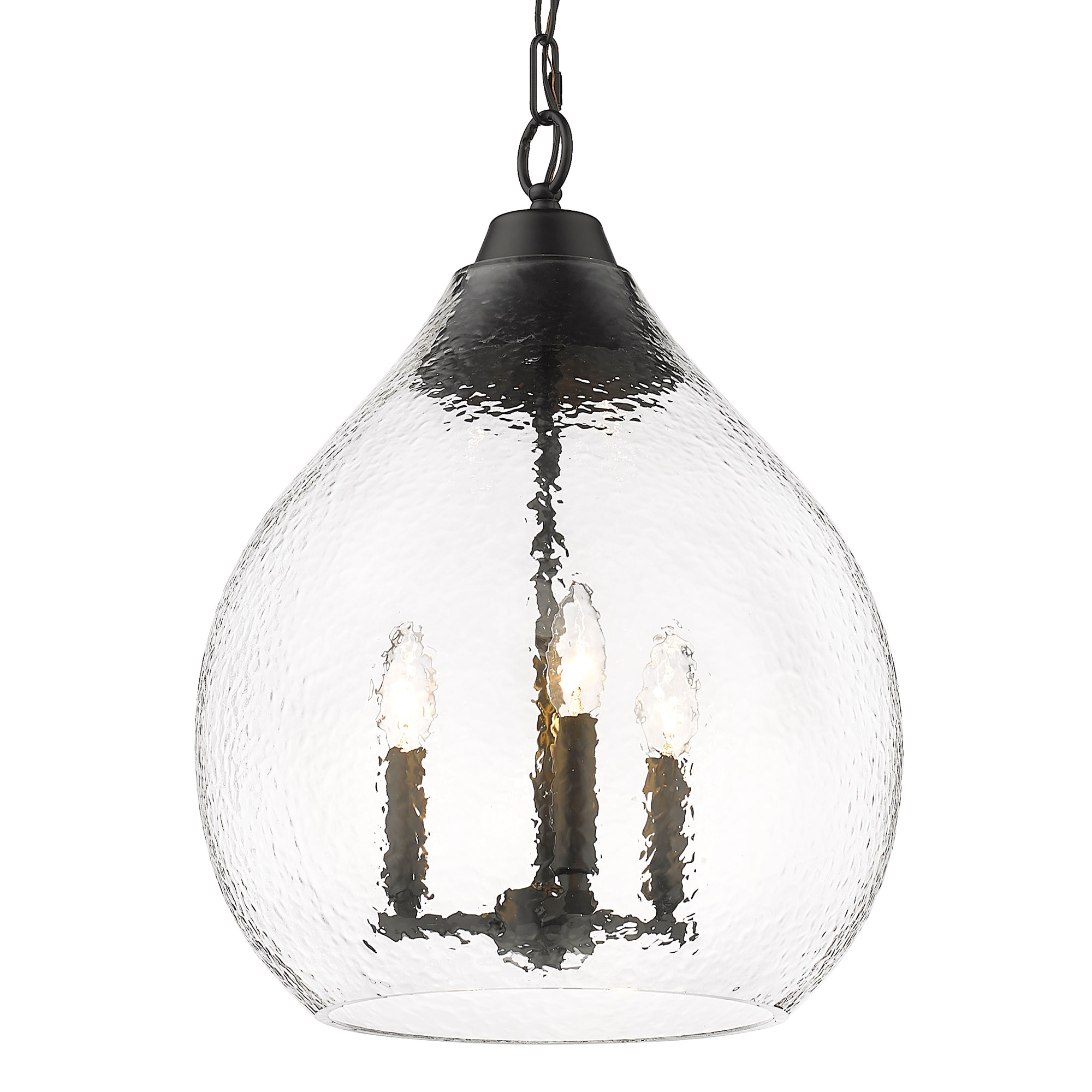 Ariella Matte Black Pendant with Hammered Glass Shade