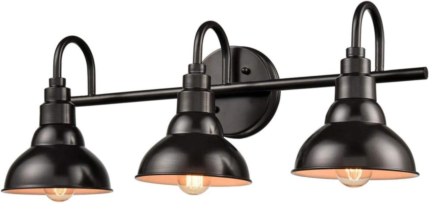 Claxy DIR-T3076-3BU-OB Rustic/Industrial 22.36-in 3 -Light Oil-rubbed Bronze Industrial Vanity light