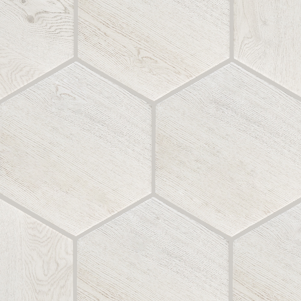  LW21102544 White Wood 8-in x 9-in Matte Porcelain Wood look Hexagon Standard Floor and Wall Tile ( 9.024-sq ft Carton )