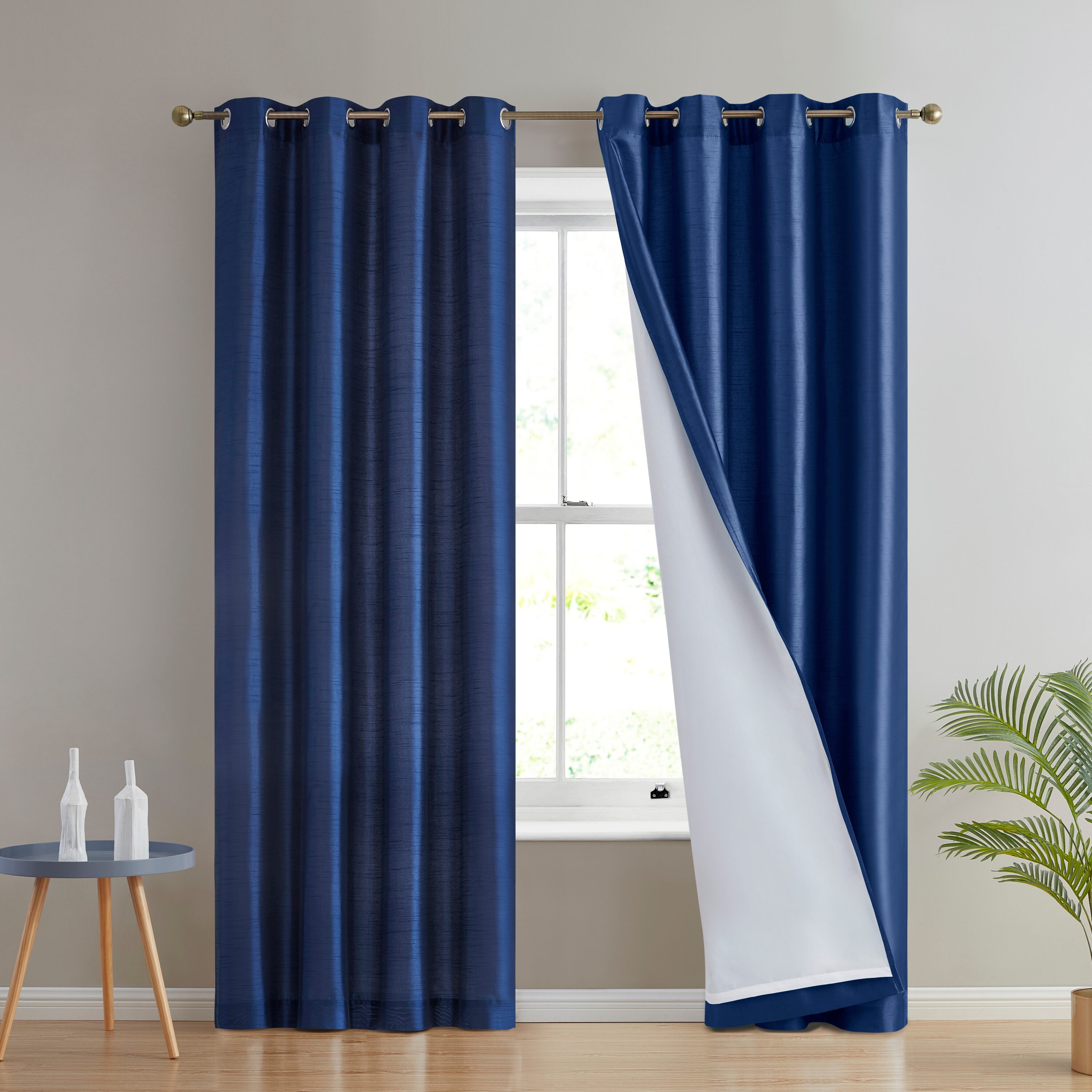 HLC -  Jefferson Faux Silk Semi Sheer Light Filtering Microfiber Lined Grommet Lightweight Window...