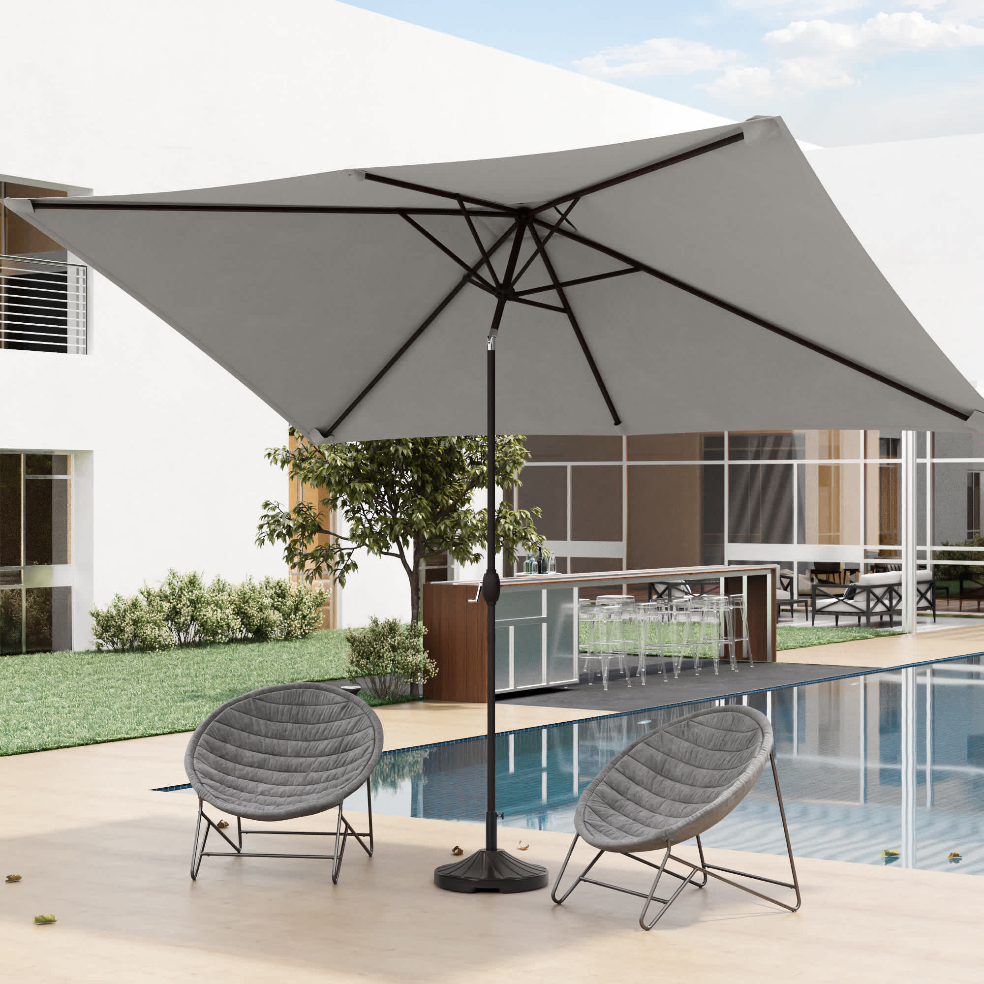 Aok Garden 10x6.5FT Rectangular Patio Umbrella with UV Protection Easy Tilt  and Wind-Resistant Features Warm Gray in the Patio Umbrellas department at  Lowes.com