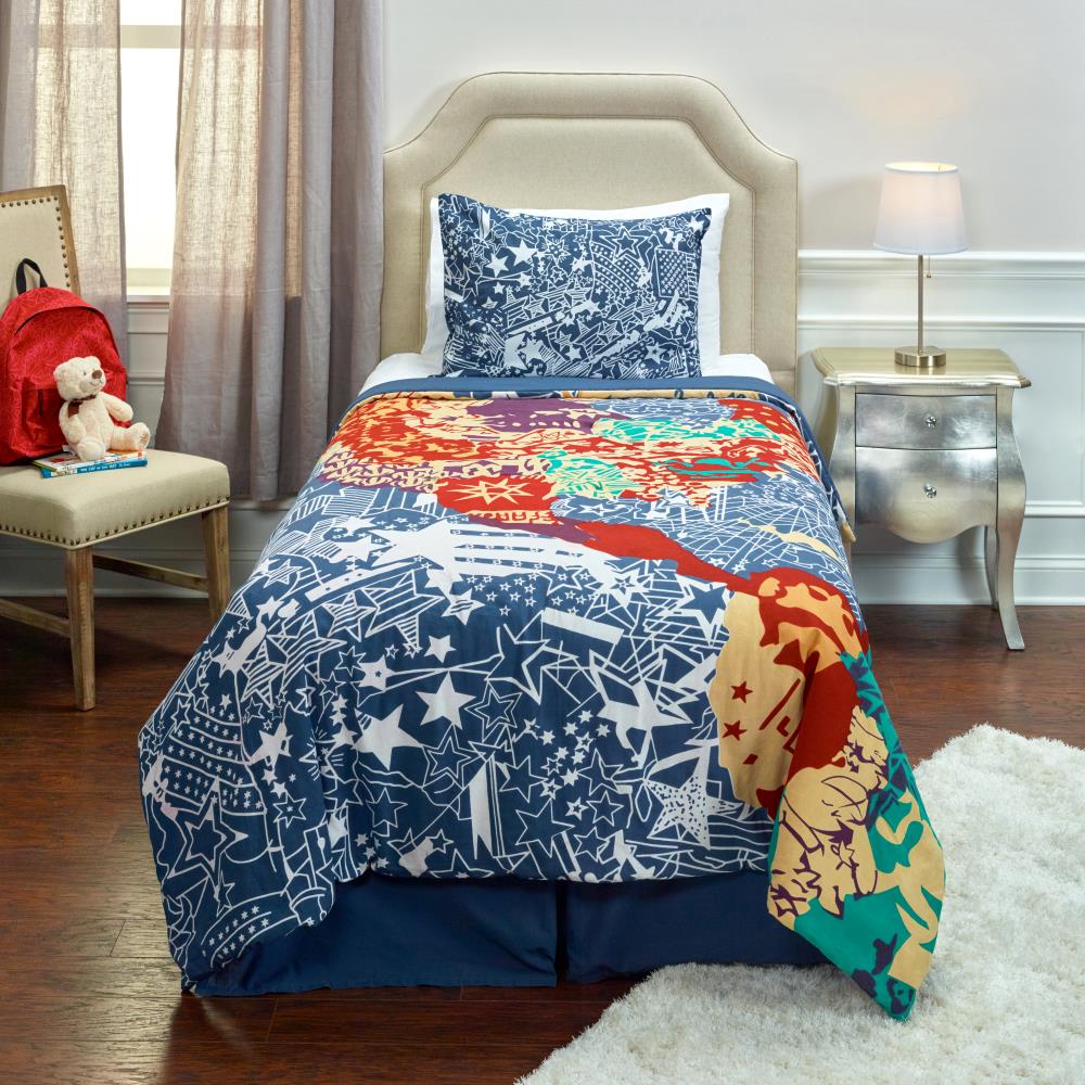 Rizzy Home Travel and Explore Twin Comforter Blue Abstract Twin ...