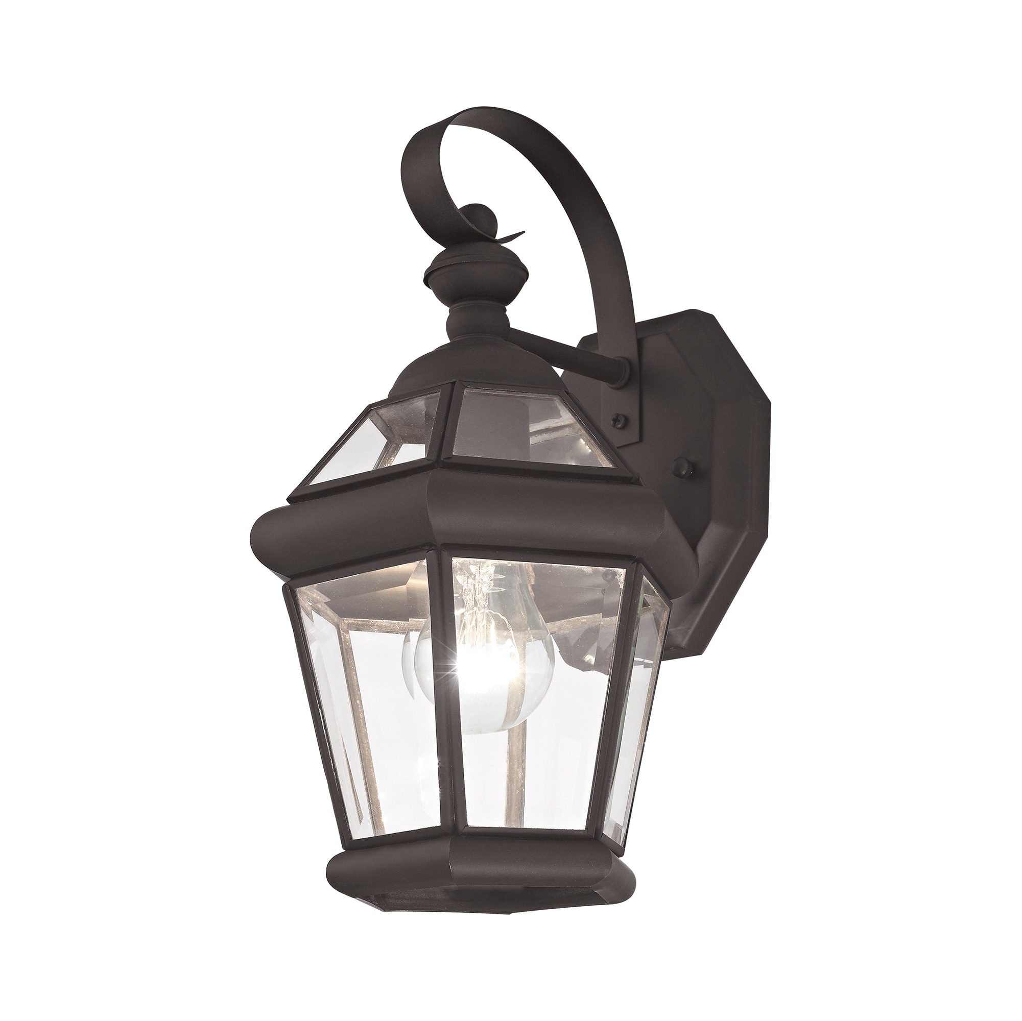 Georgetown Classic Bronze Lantern Wall Light with Clear Glass