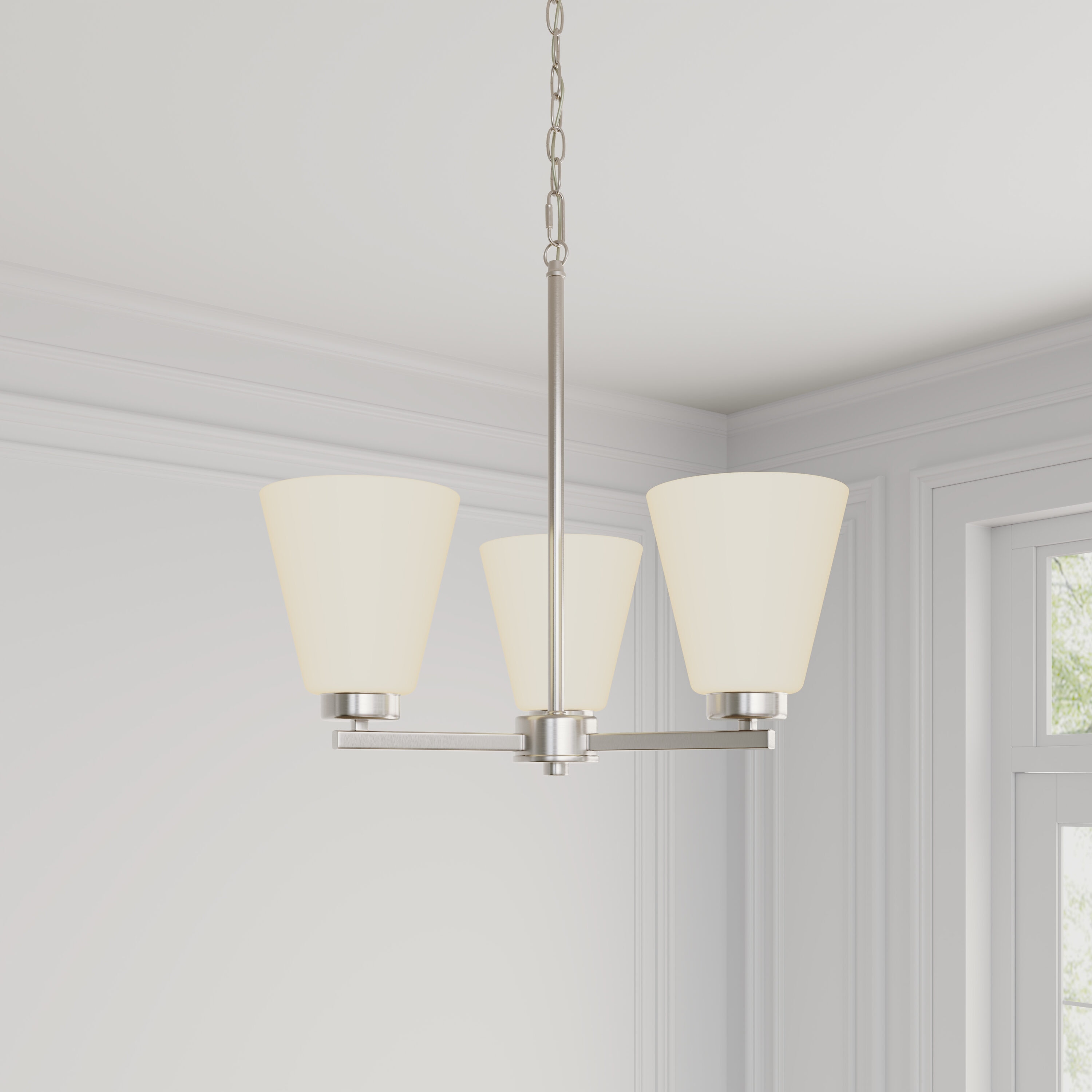 Millennium Lighting Strayhan 3 -Light Brushed Nickel Frosted glass Metal Chandelier
