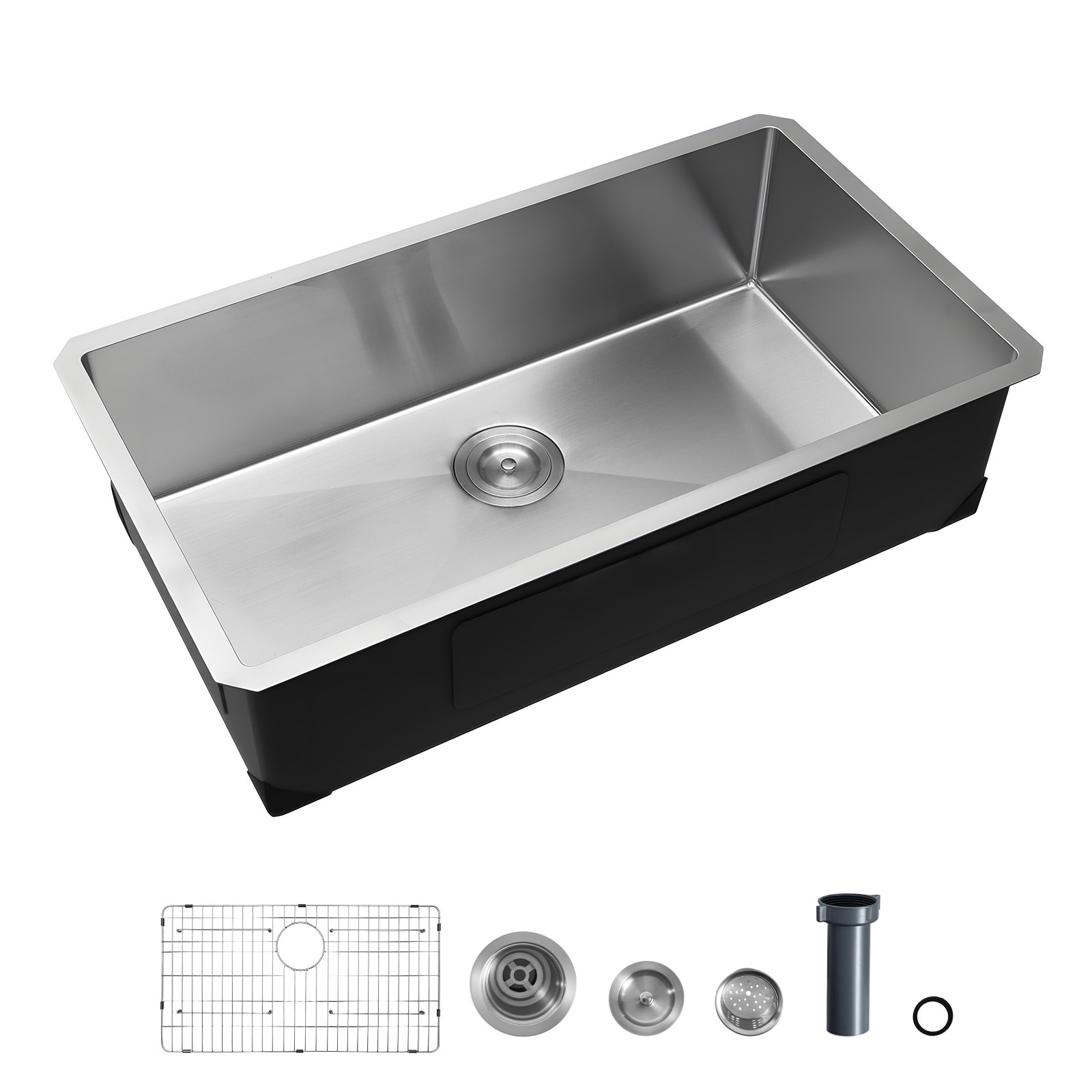 VEVOR 32-inch Kitchen Undermount Single Bowl Sinks Stainless Steel Drop-In Farmhouse Basin with Accessories Household Dishwasher Sinks for RV Prep Kitchen Laundry Room Bar