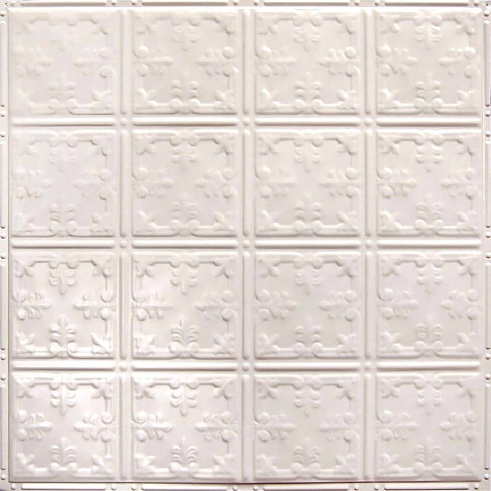 American Tin Ceilings KIT-N-P21-WCS 2-ft x 2-ft Creamy White Satin Steel Surface-mount Ceiling Tile ( 5 -Pack, 20-Sq. Feet / Case )