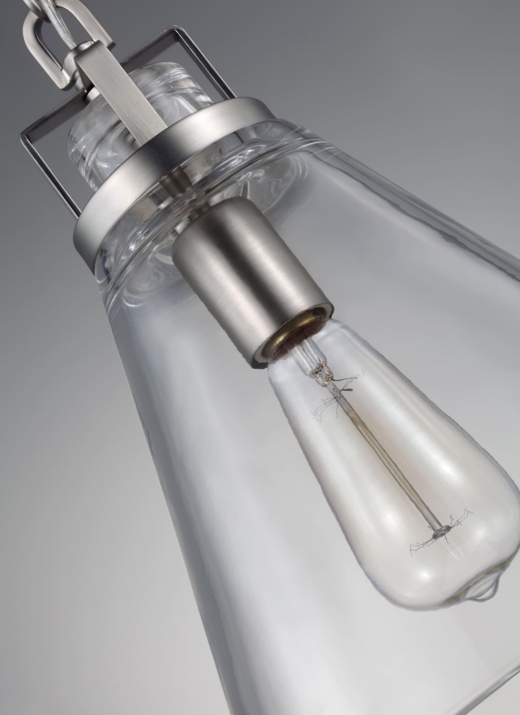 Frontage Satin Nickel and Clear Glass Pendant Light