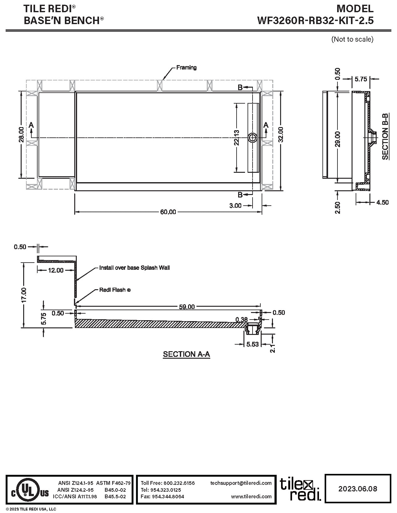 Tile Redi WF3260R-RB32-KIT-2.5 Shower-Floors - View #9