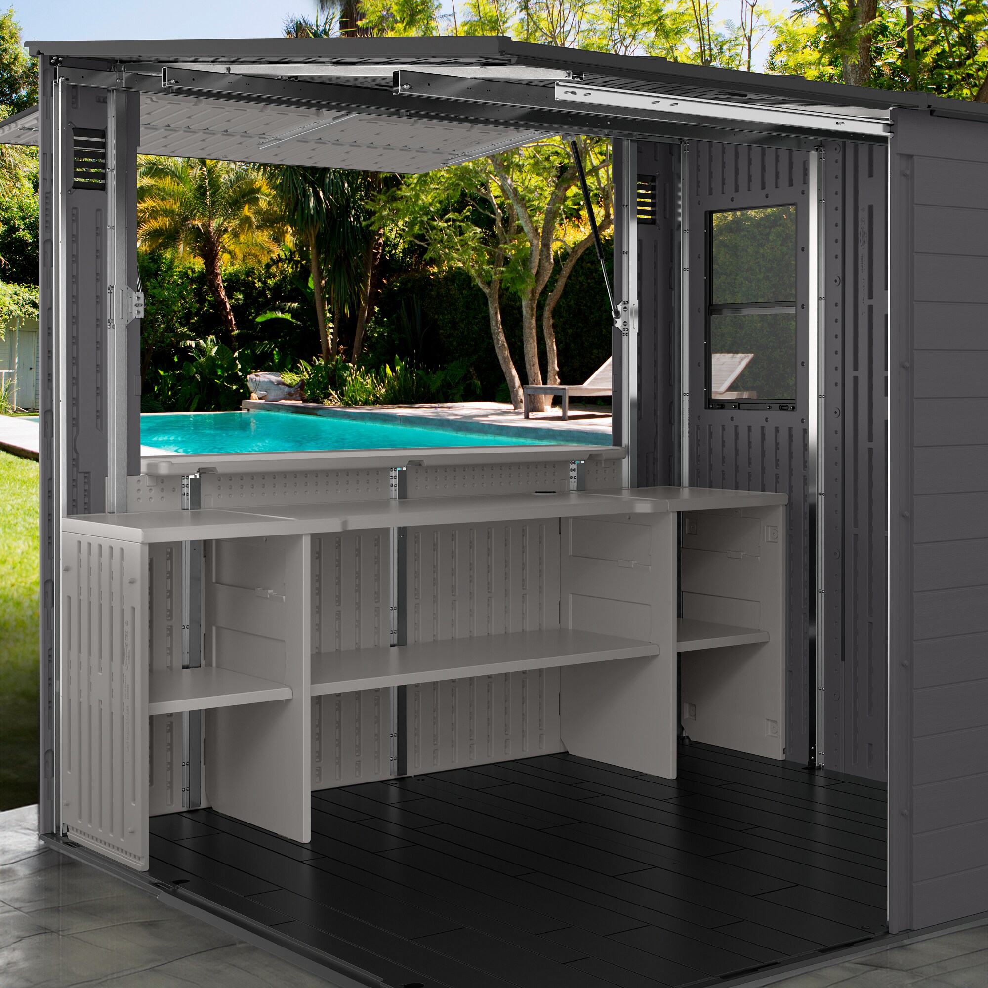 Suncast 8-ft x 7-ft Resin Shed Lean-to Resin Storage Shed (Floor Included)
