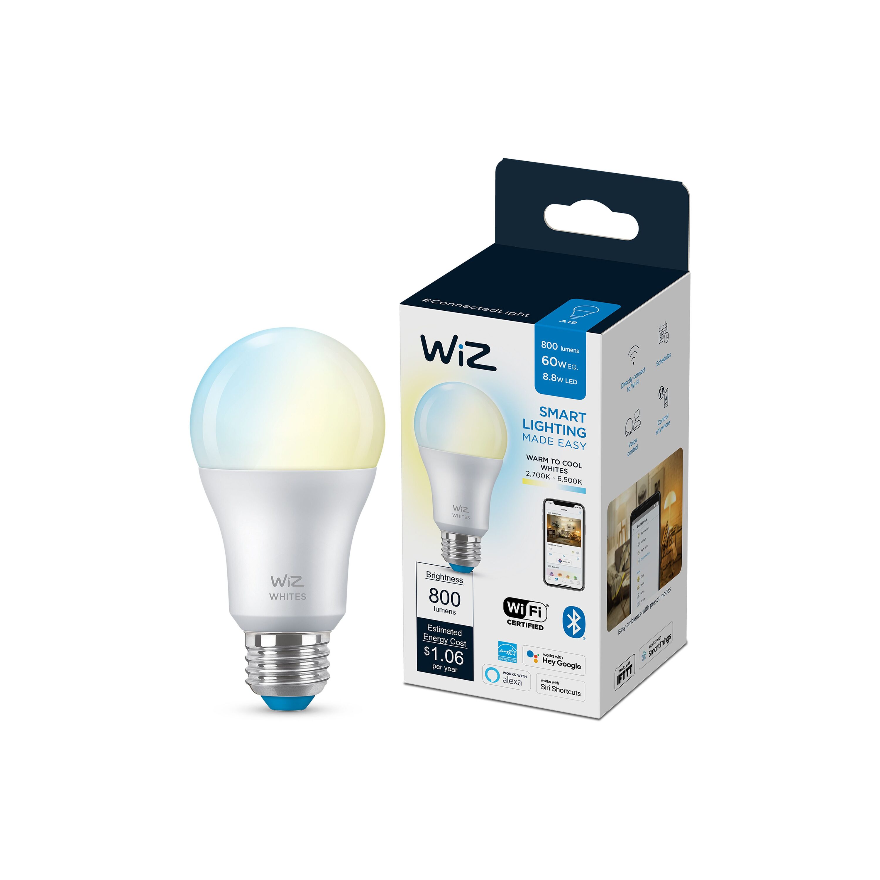 WiZ Color Changing 65-Watt EQ BR30 Full Spectrum E26 Dimmable