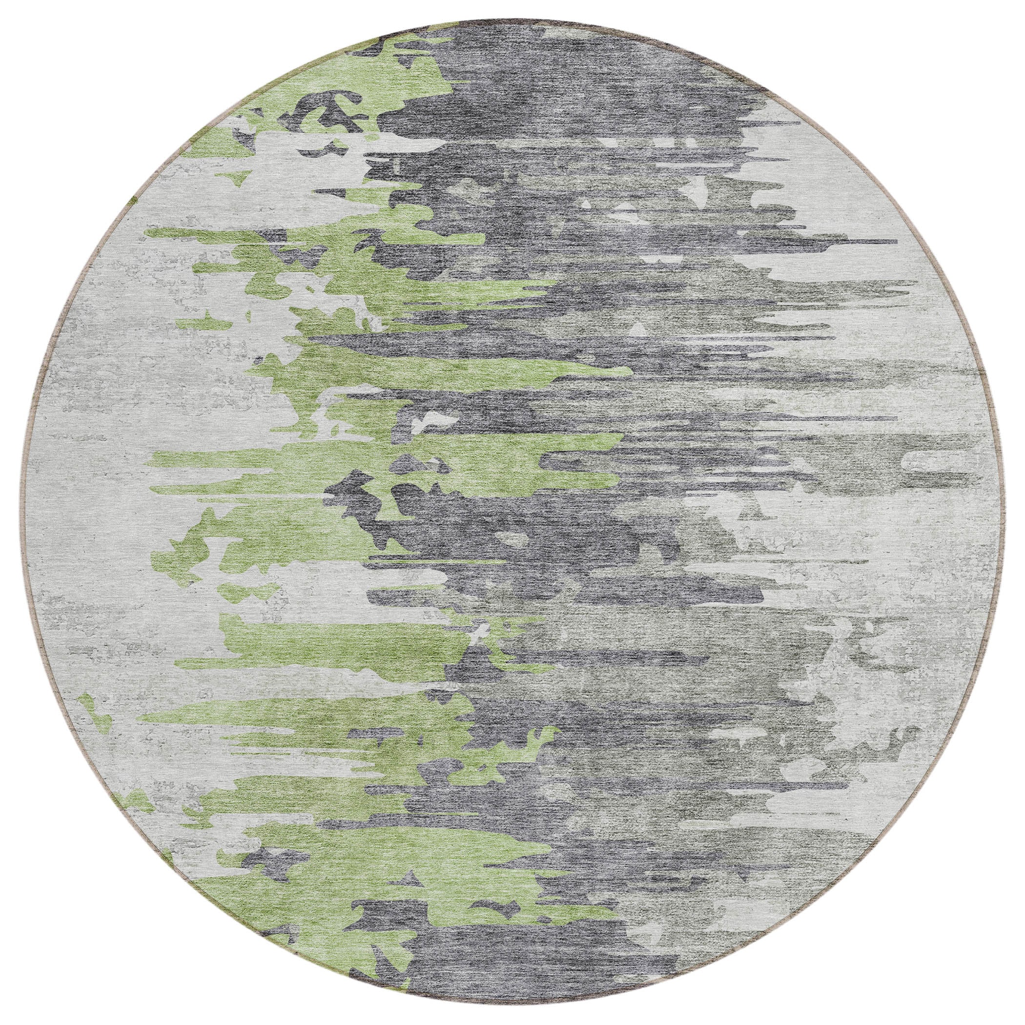Addison Rugs ACN704GE8RO Chantille ACN704GE 8 x 8 (ft) Polyester Green Round Indoor/Outdoor Geometric Machine washable Area rug