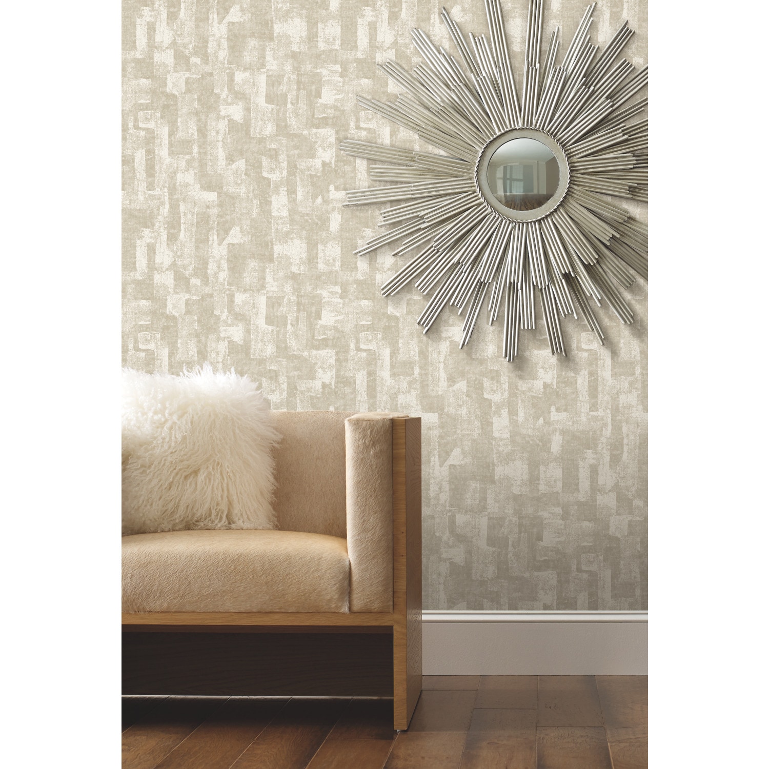 RoomMates RMK12218PLW 30.75-Sq. Feet Neutral Vinyl Abstract Self-adhesive Peel and Stick Wallpaper