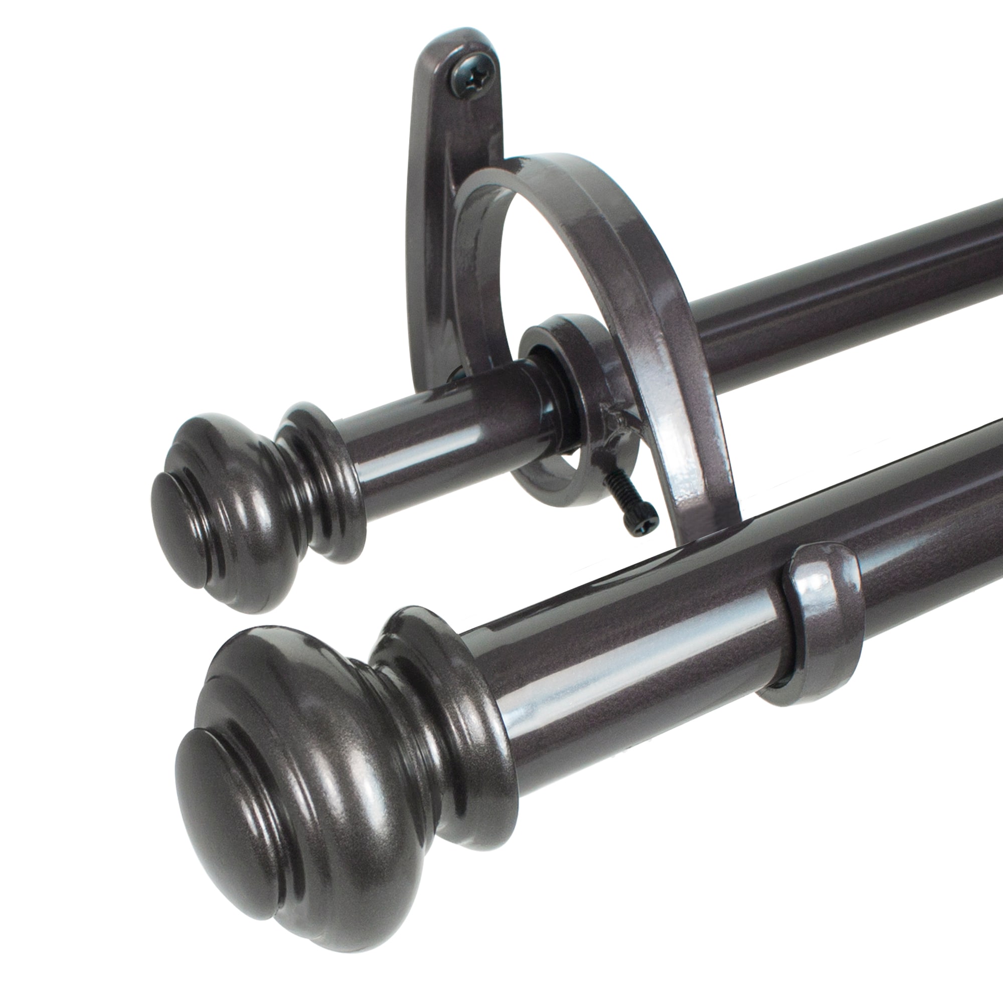 Bronze Adjustable Double Drapery Rod Set with Finials, 36-72 Inches